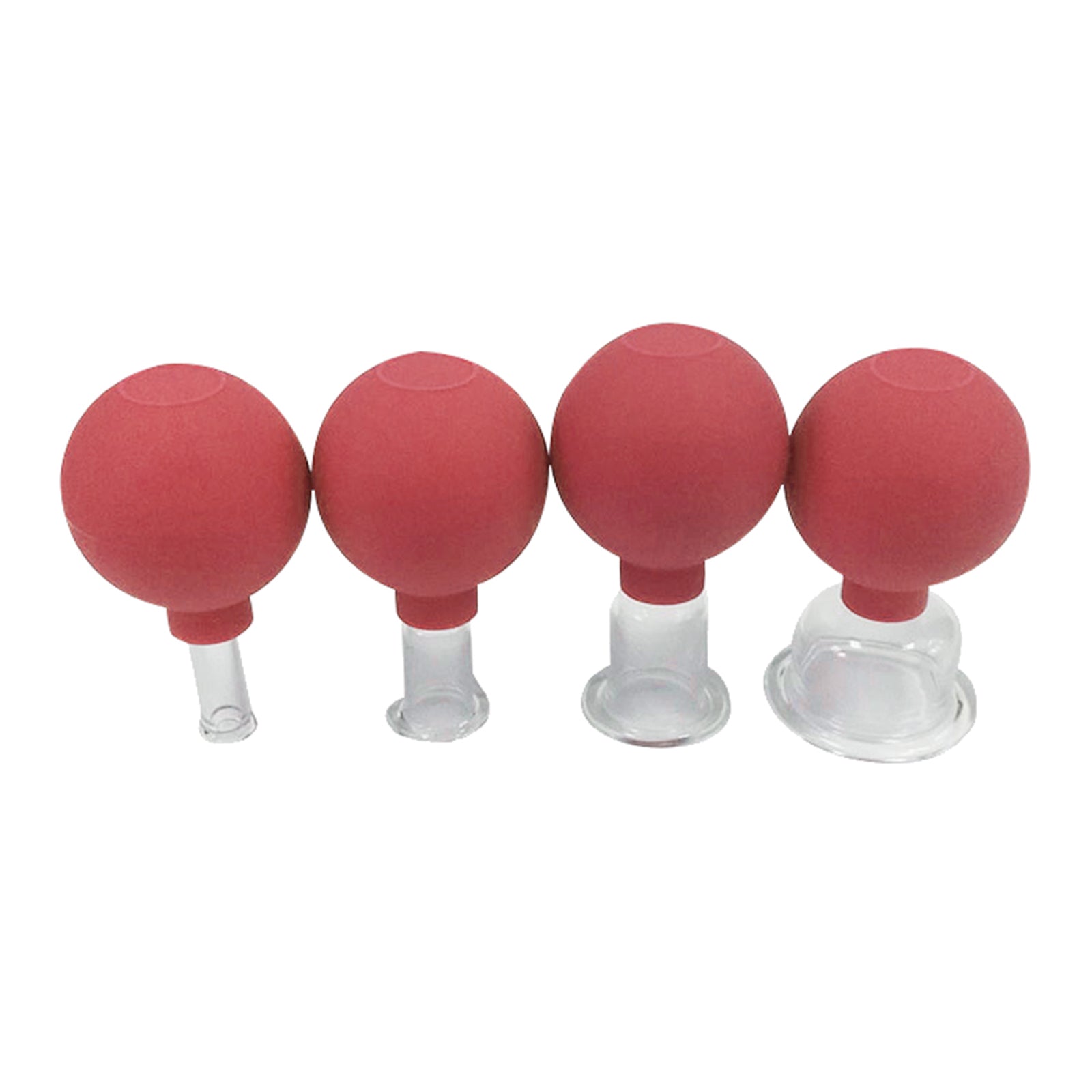 4 Pieces Safety Vacuum Cupping for Massage Body Face Leg Back Face Arm Back red