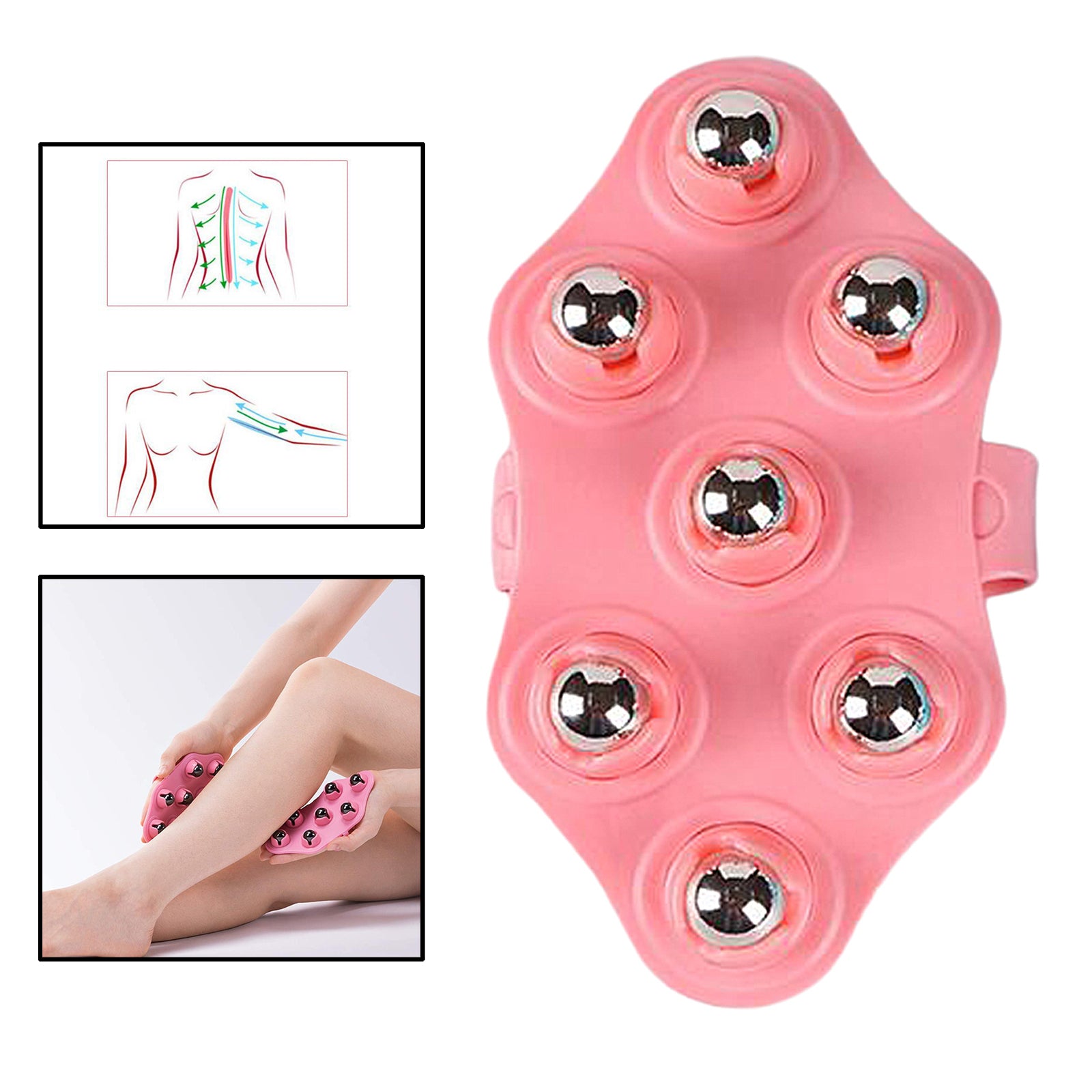 Palm Shaped Hand Held Massager Pain Relief for Foot, Hamstrings, Thighs Pink