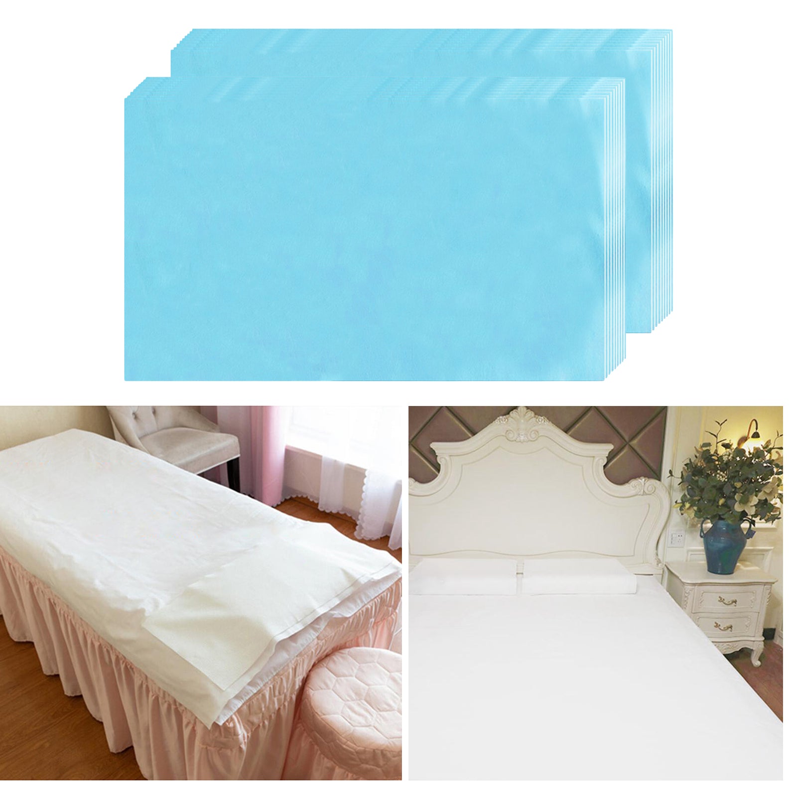 100x 15.7"x27.6" Disposable Bed Sheets Non-woven for Massage SPA Table Blue