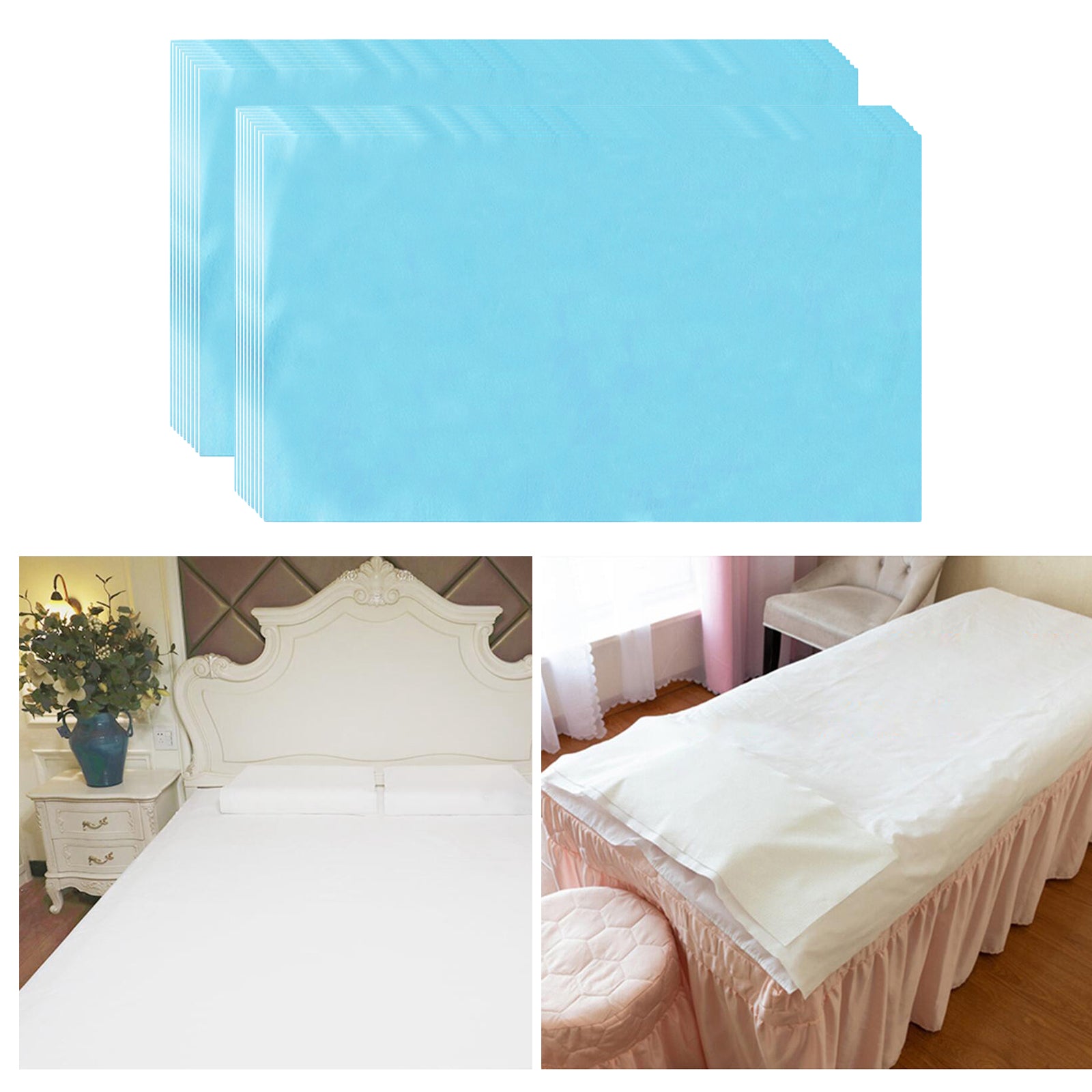 100x 15.7"x27.6" Disposable Bed Sheets Non-woven for Massage SPA Table Blue