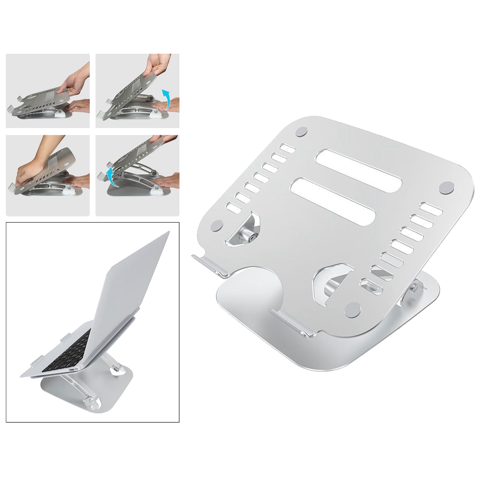 Portable Foldable Cooling for MacBook Accessories Lenovo HP Support (Silver)