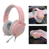 AX365 Gaming Headset 7.1 Channel Surround w/ Retractable MIC For PC Laptop Pink 3.5mm