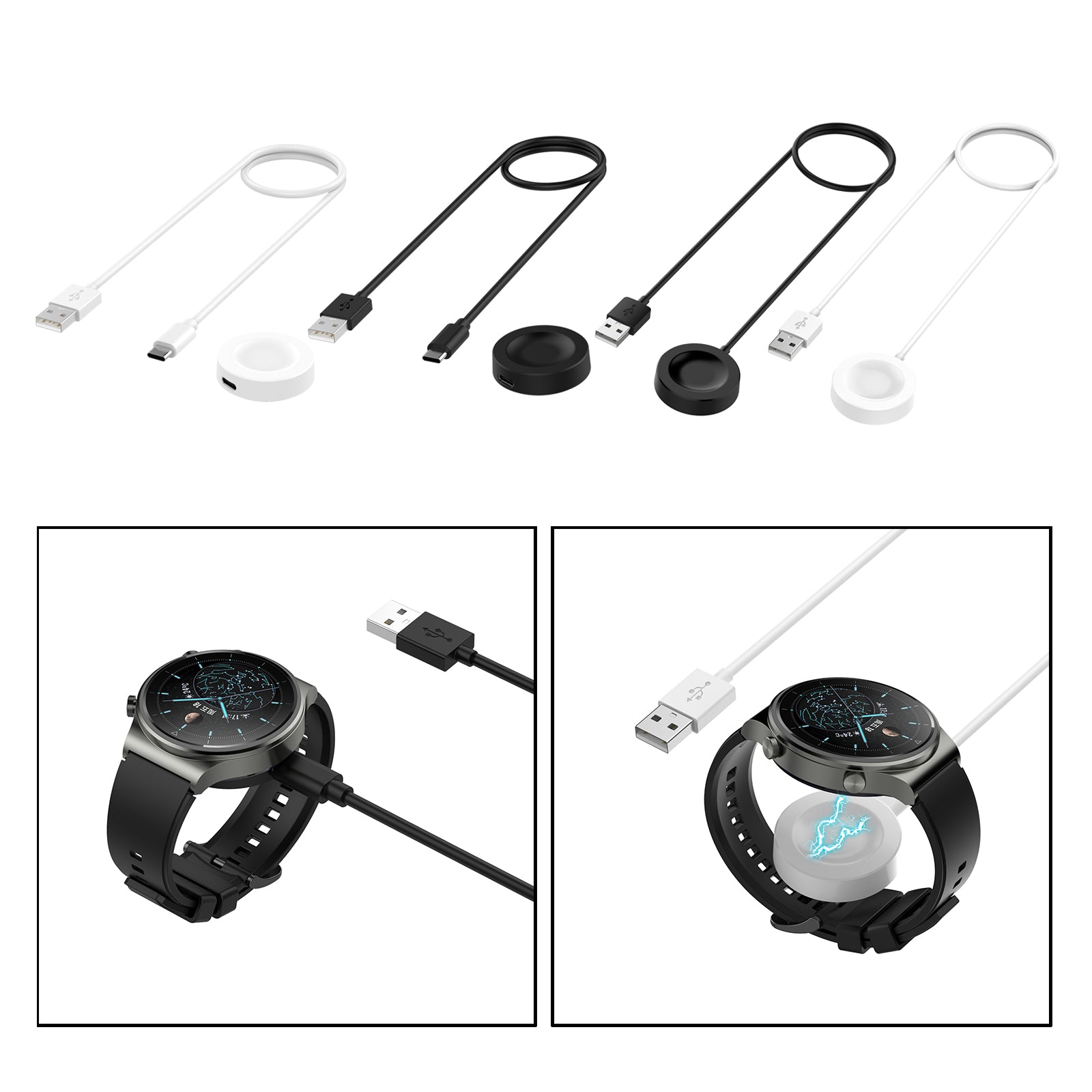 Charging Dock Holder Charger Cable for Huawei GT2 Pro Watch White Separate