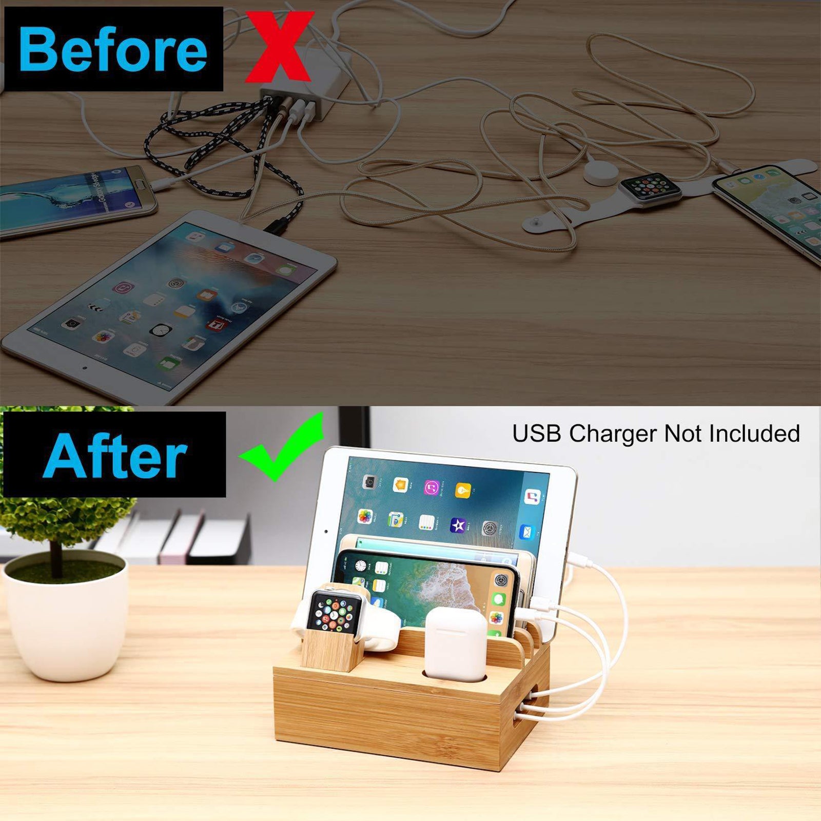 Mobile Charging Dock Station Holder Stand Organizer For iWatch iPhone 11 12