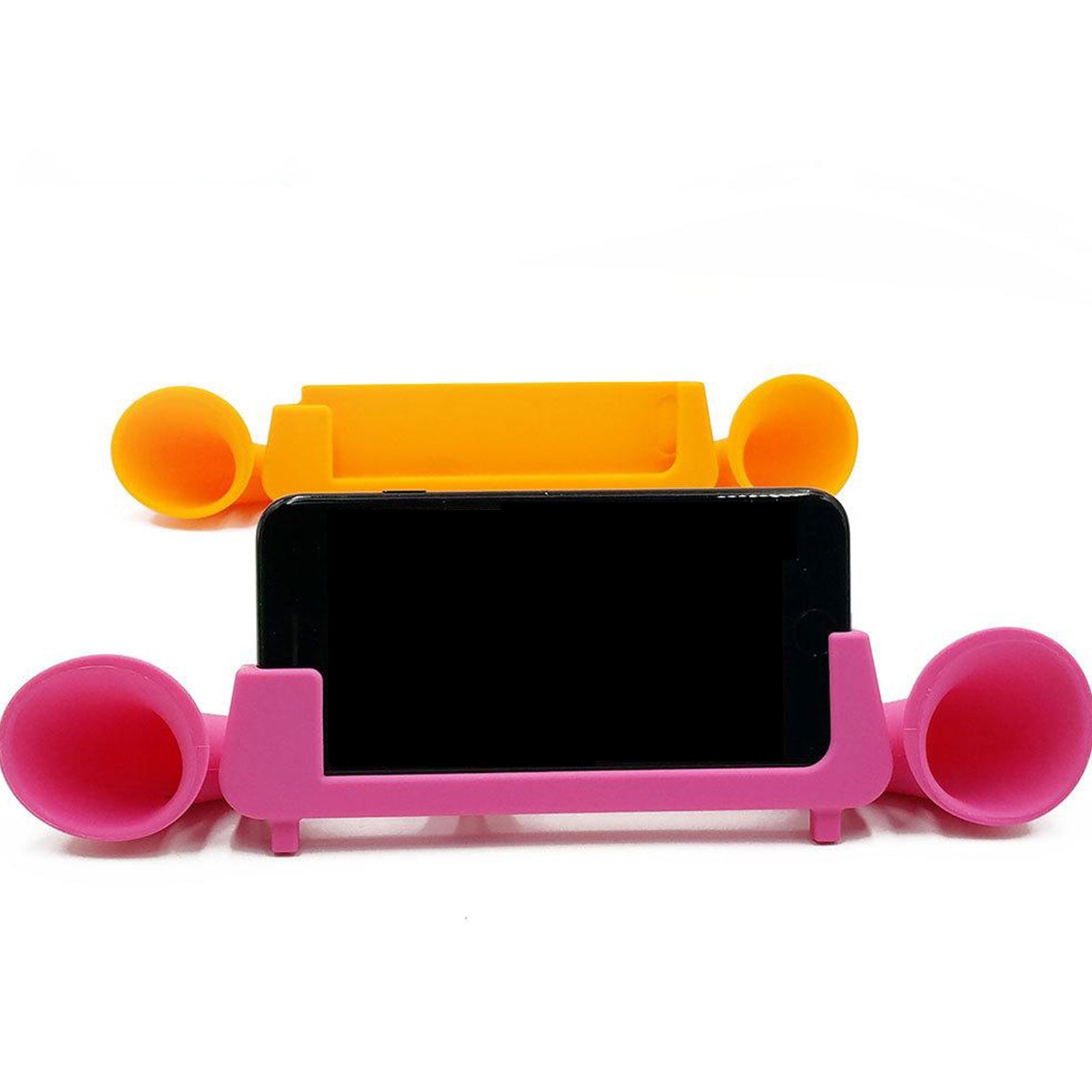 Silicone Sound Amplifier Phone 2 Horn Stand for iPhone 6 6s 7  pink