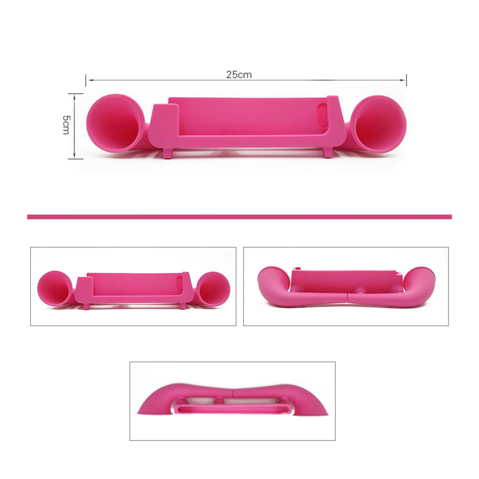 Silicone Sound Amplifier Phone 2 Horn Stand for iPhone 6 6s 7  pink