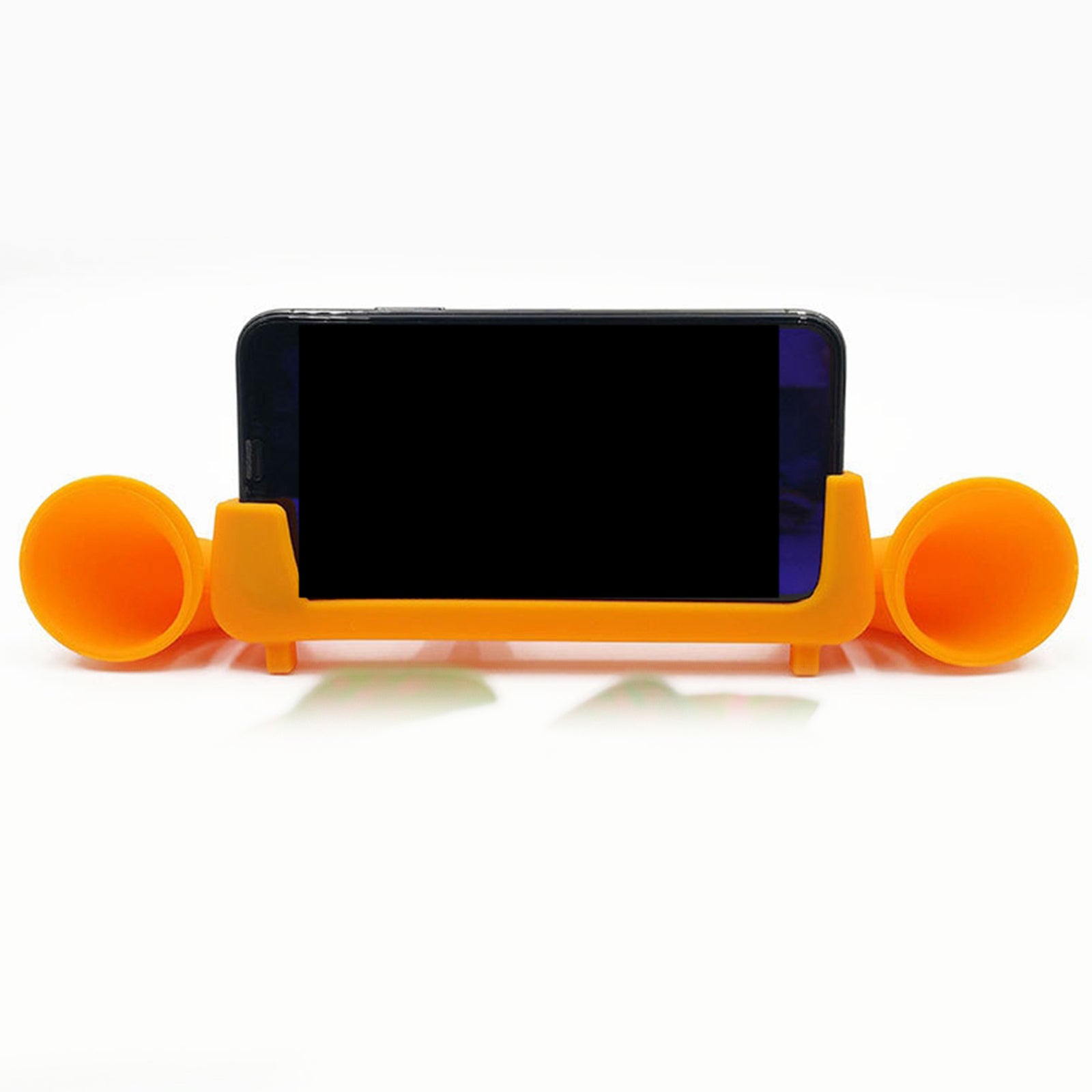 Silicone Sound Amplifier Phone 2 Horn Stand for iPhone 6 6s 7  orange