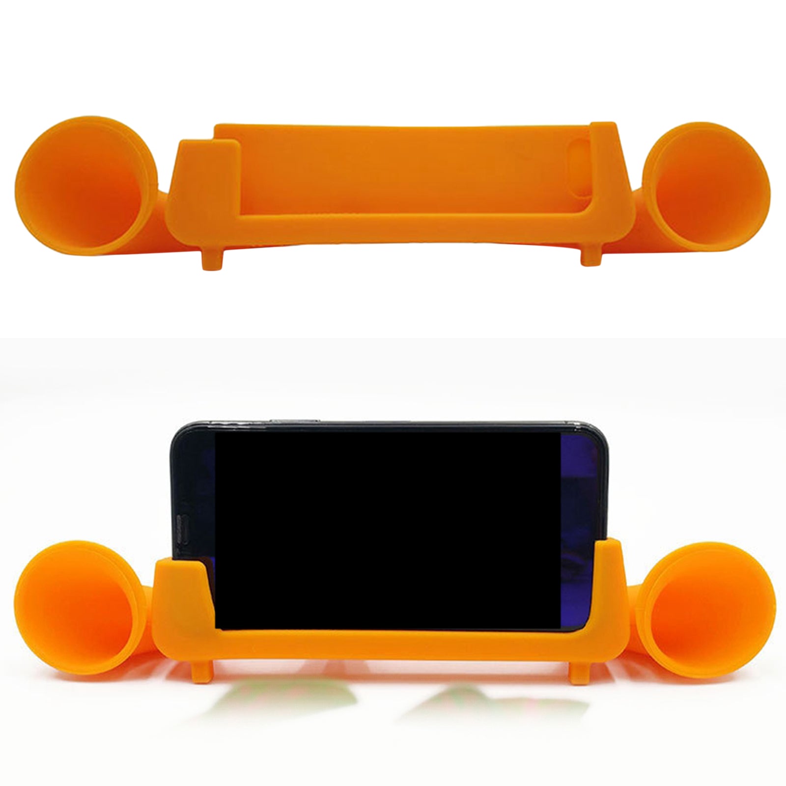 Silicone Sound Amplifier Phone 2 Horn Stand for iPhone 6 6s 7  orange