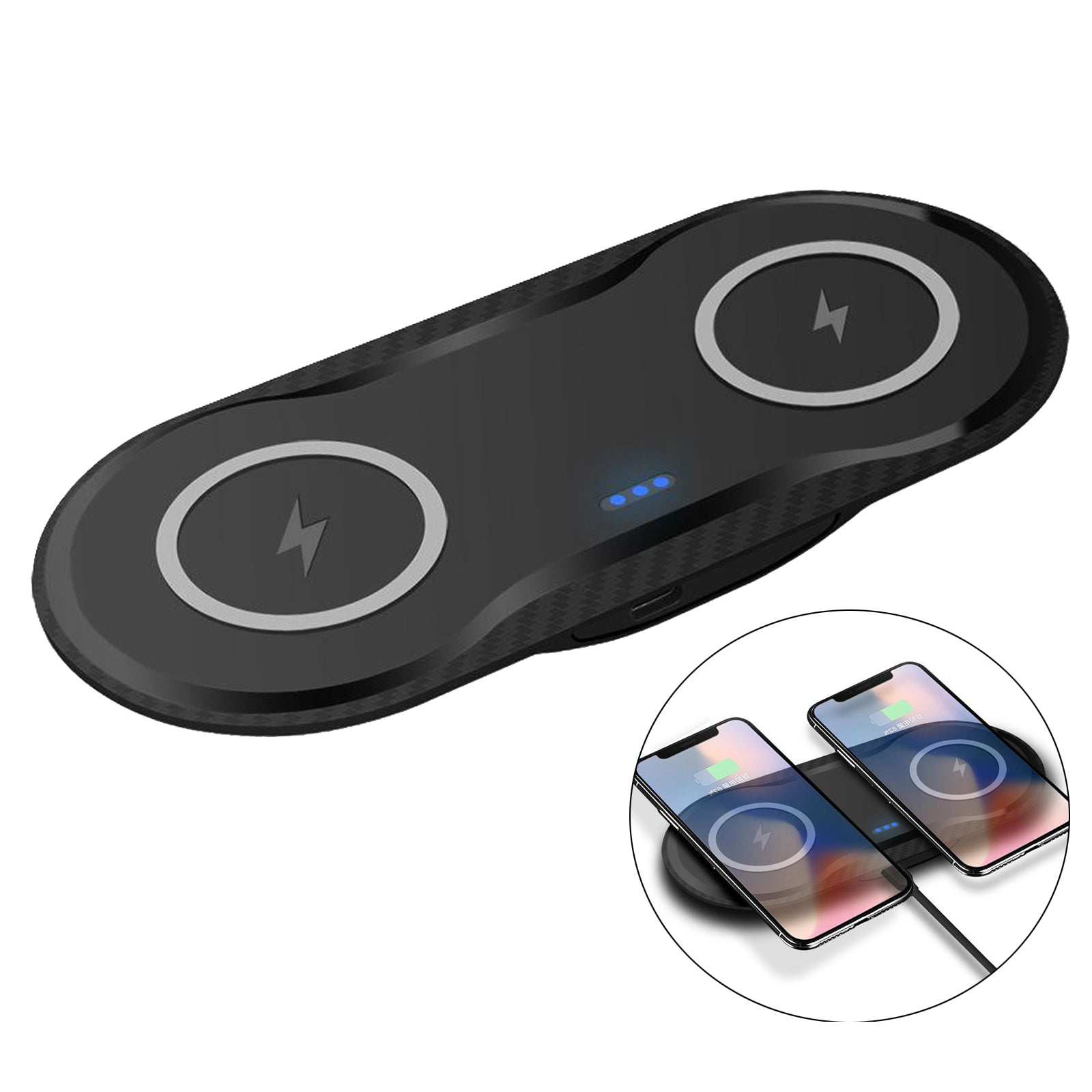 Dual 15W Qi Wireless Fast Charger Dual Seat Pad for Samsung S20 S10 New