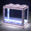 Mini Fish Tank LED Light Clear Ornament Aquarium Office Desktop Decor White