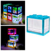 Mini Fish Tank LED Light Clear Ornament Aquarium Office Desktop Decor Blue