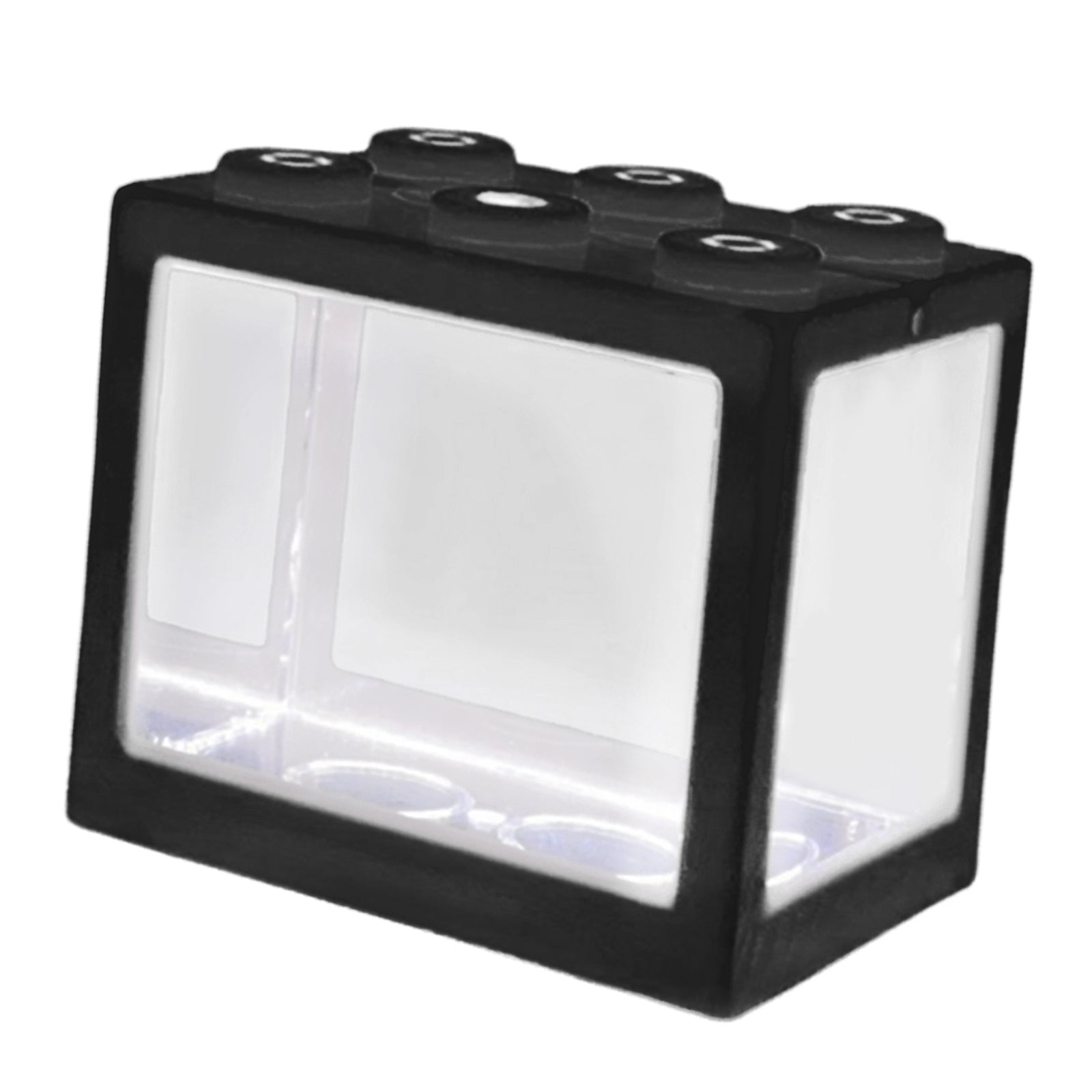 Mini Fish Tank LED Light Clear Ornament Aquarium Office Desktop Decor Black