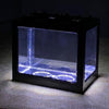 Mini Fish Tank LED Light Clear Ornament Aquarium Office Desktop Decor Black