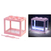 Mini Fish Tank LED Light Clear Ornament Aquarium Office Desktop Decor Pink