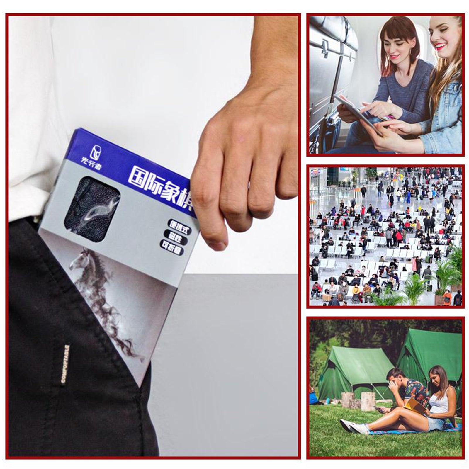 Foldable Mini Magnetic Chess Set Portable Wallet Pocket Chess Board Game Set