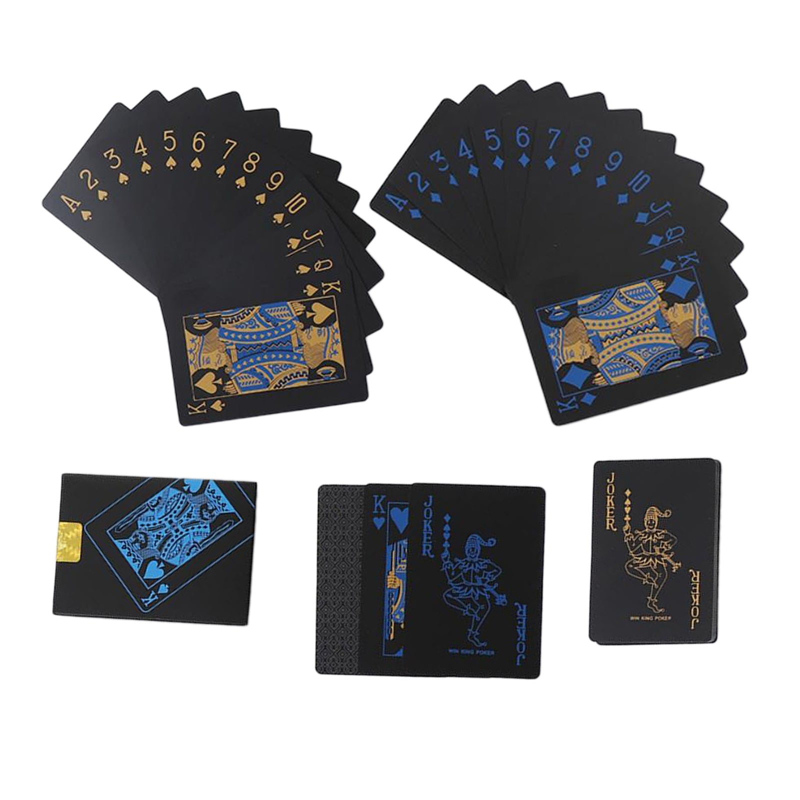 Waterproof PVC Playing Cards Black Poker Party Magic Game Fun Blue Gold