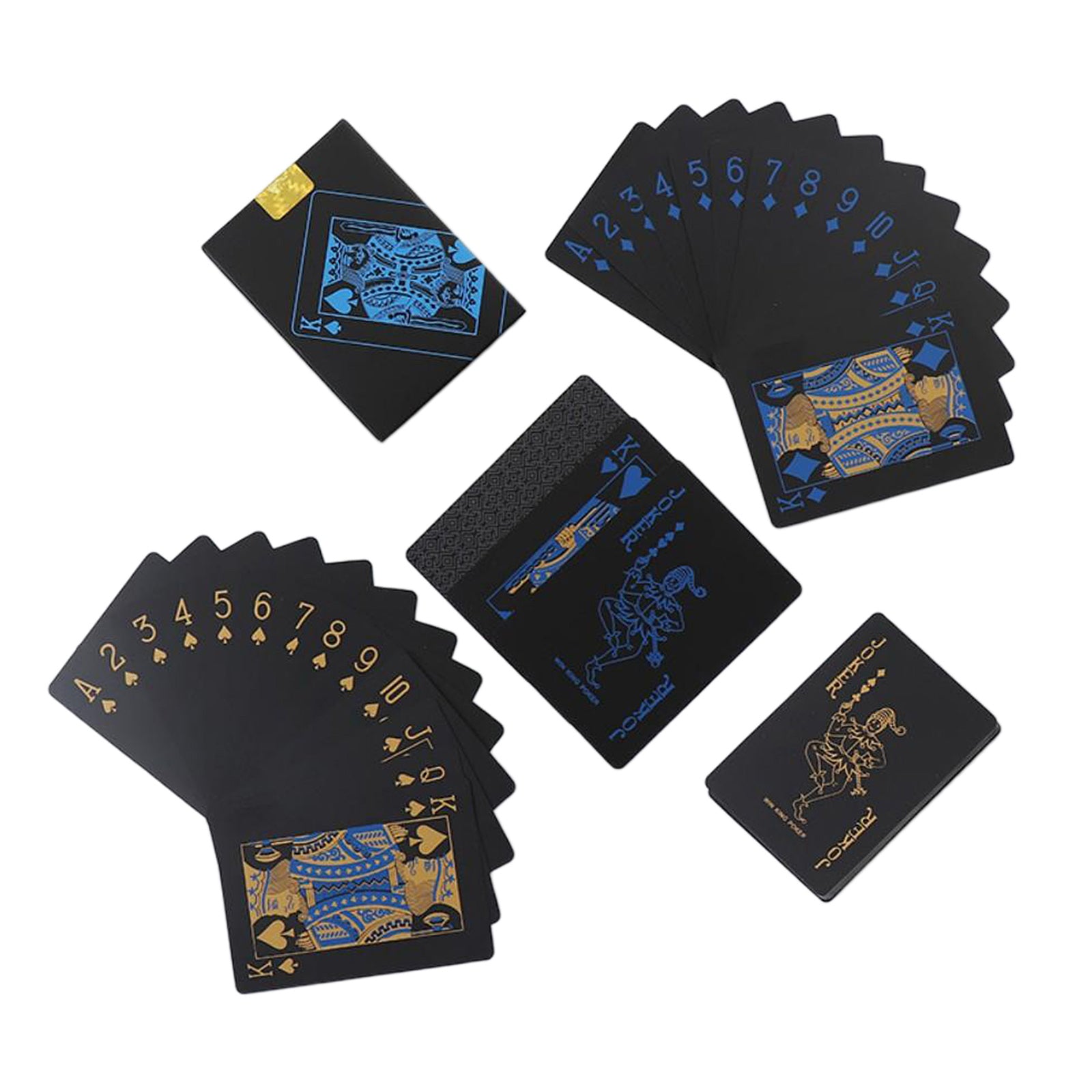 Waterproof PVC Playing Cards Black Poker Party Magic Game Fun Blue Gold