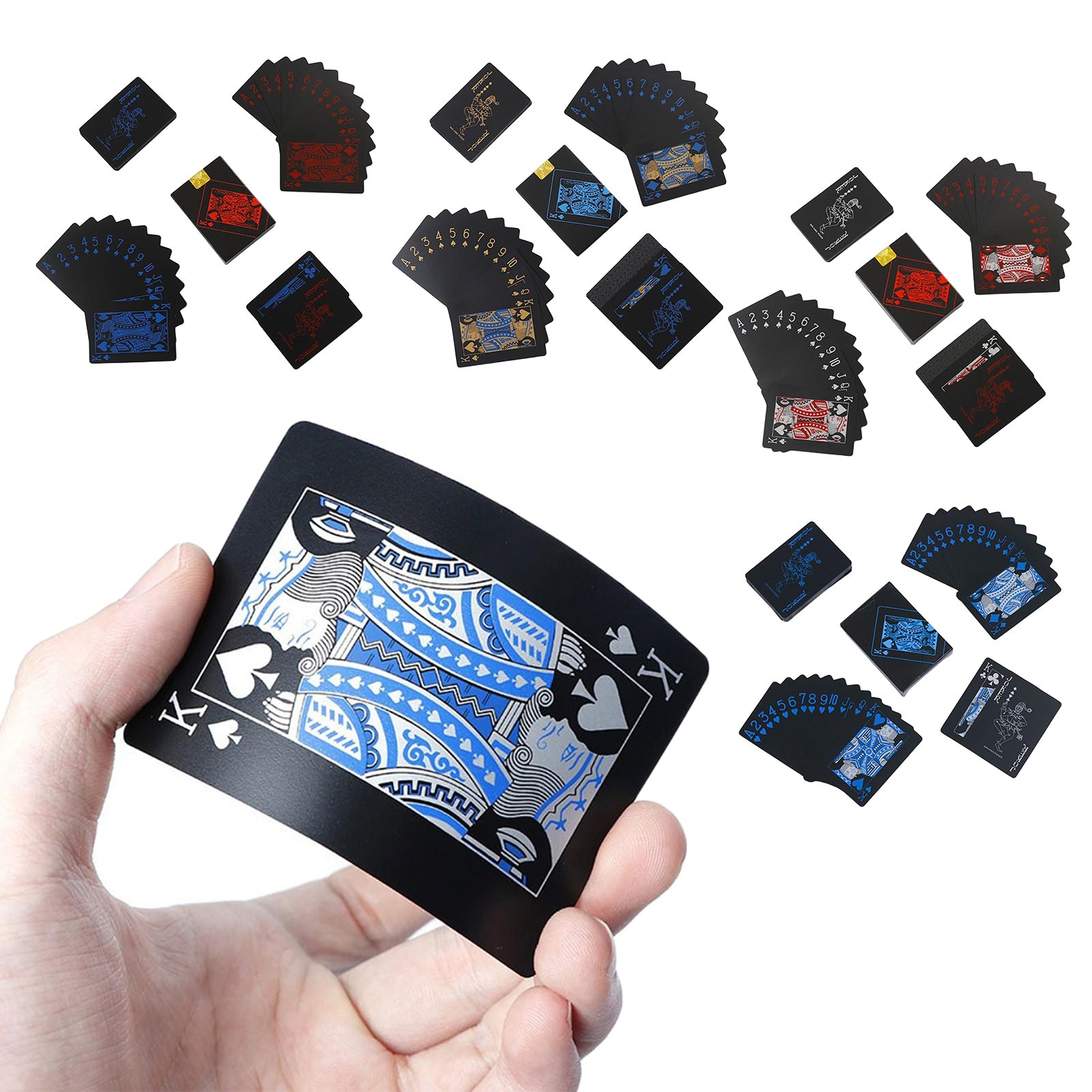 Waterproof PVC Playing Cards Black Poker Party Magic Game Fun Blue Silver