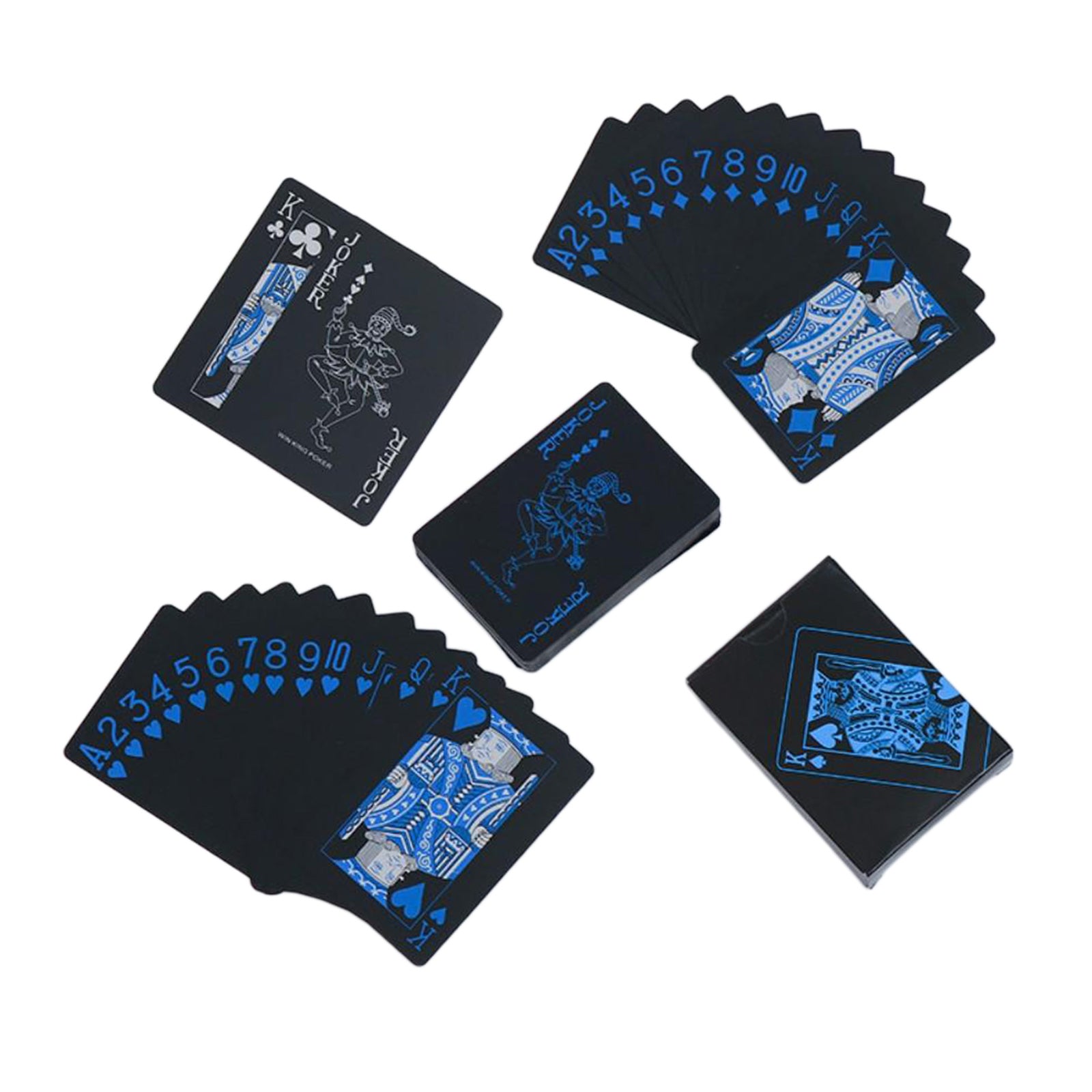 Waterproof PVC Playing Cards Black Poker Party Magic Game Fun Blue Silver