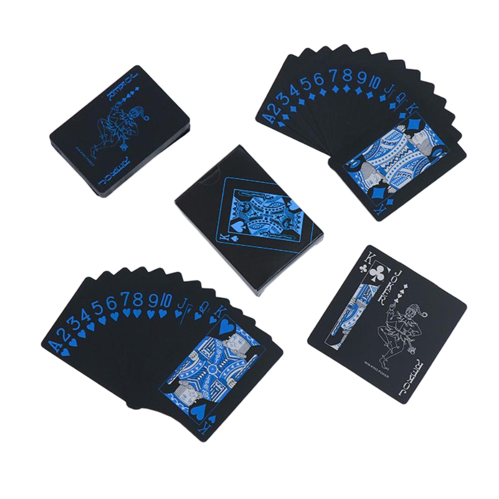 Waterproof PVC Playing Cards Black Poker Party Magic Game Fun Blue Silver