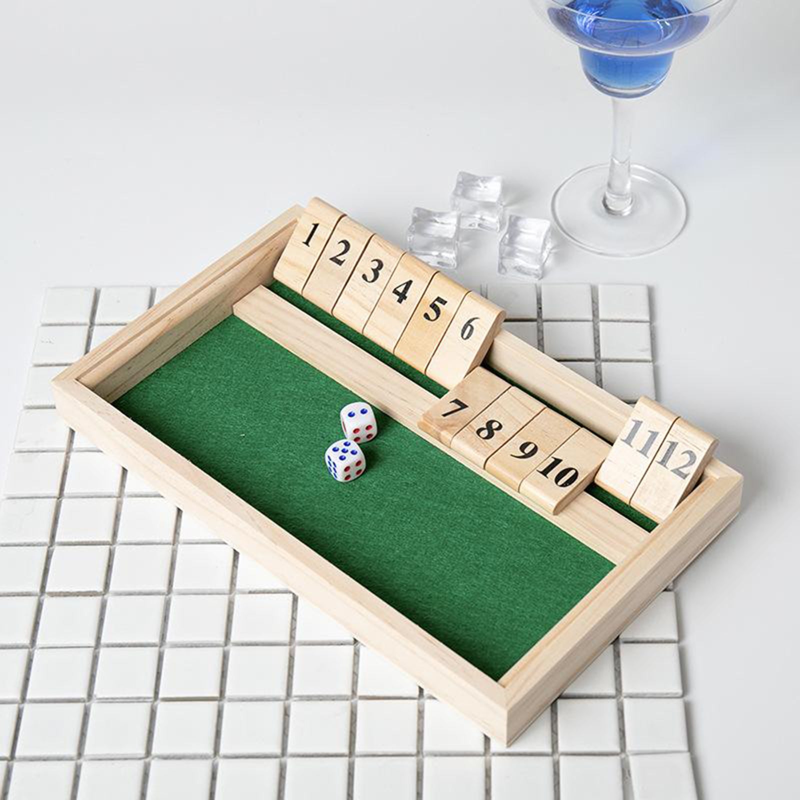 Shut The Box Game - 12 Numbers Wooden Dice Game Game Family Traditional Game