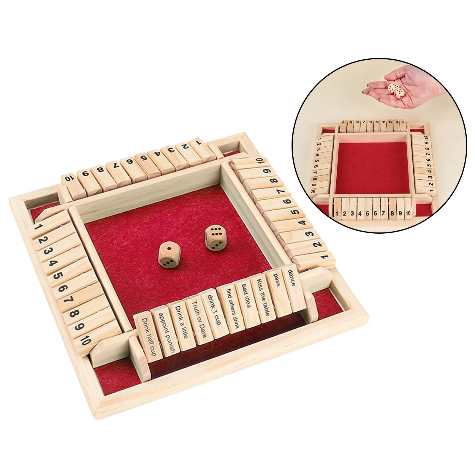 4-Sided 1-9 Numbers Shut the Box Dice KTV Drinking Gaming Top Fun Toys Red