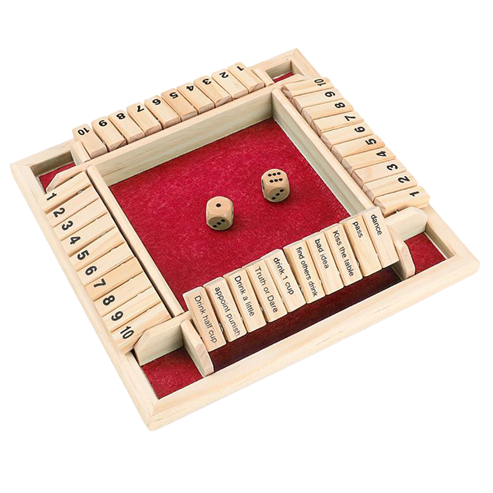 4-Sided 1-9 Numbers Shut the Box Dice KTV Drinking Gaming Top Fun Toys Red