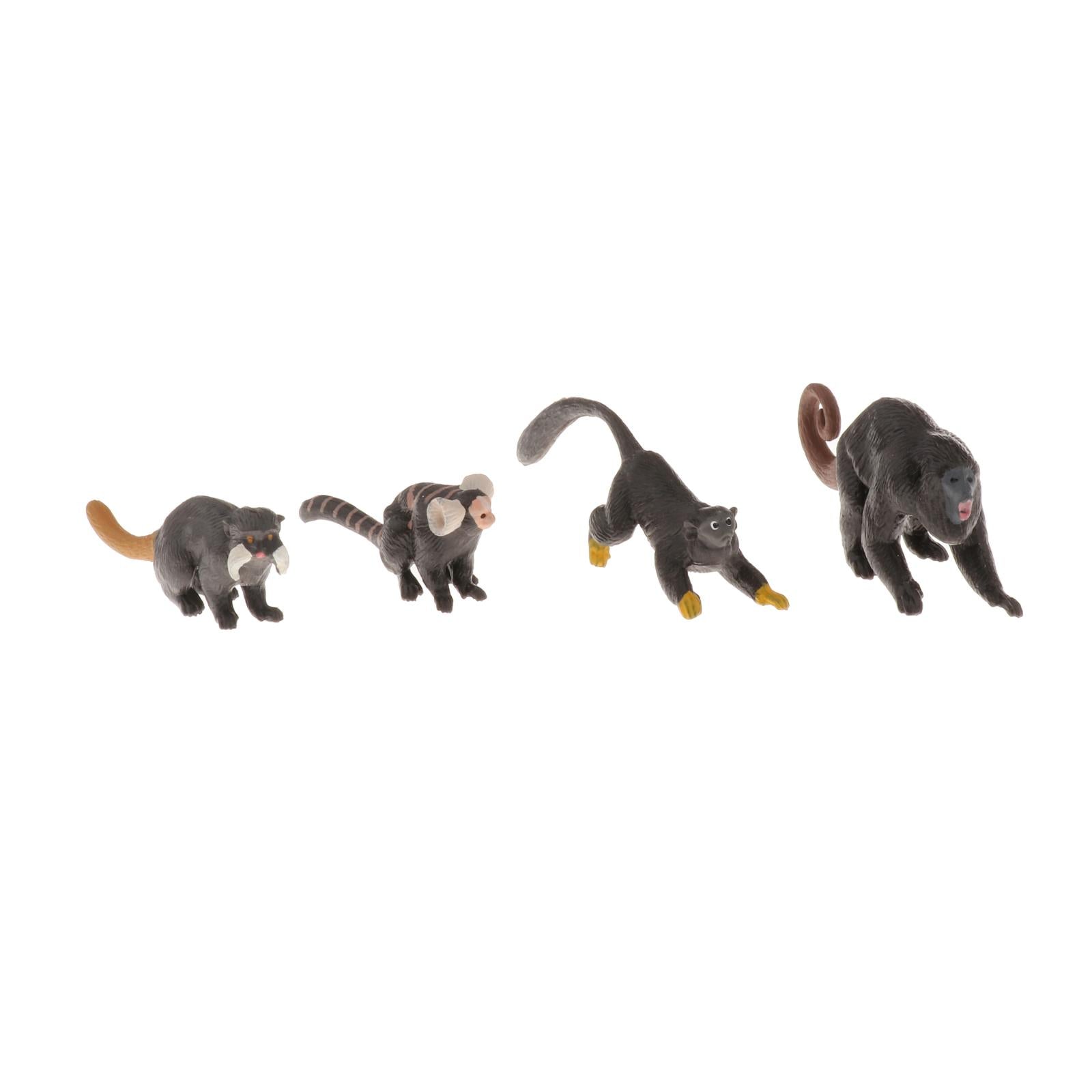 4x Monkey Realistic Hand Painted Toy Monkey Figurine Model for Boys Gifts