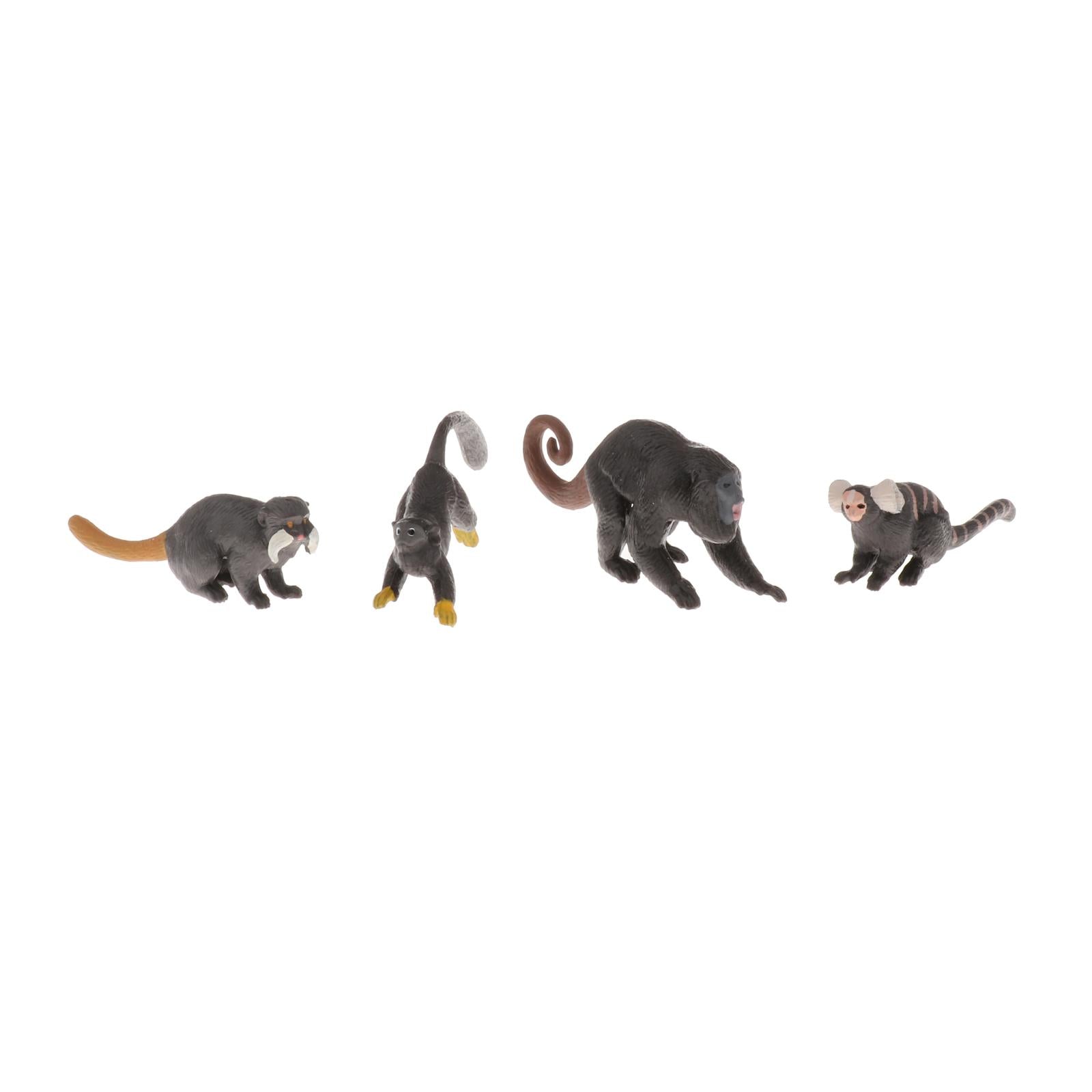 4x Monkey Realistic Hand Painted Toy Monkey Figurine Model for Boys Gifts