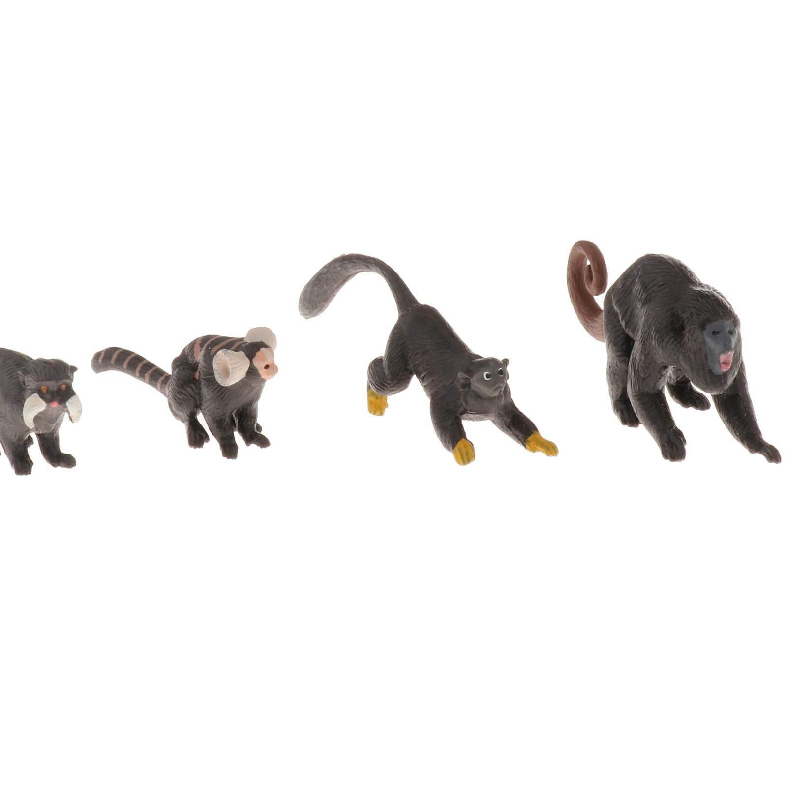 4x Monkey Realistic Hand Painted Toy Monkey Figurine Model for Boys Gifts