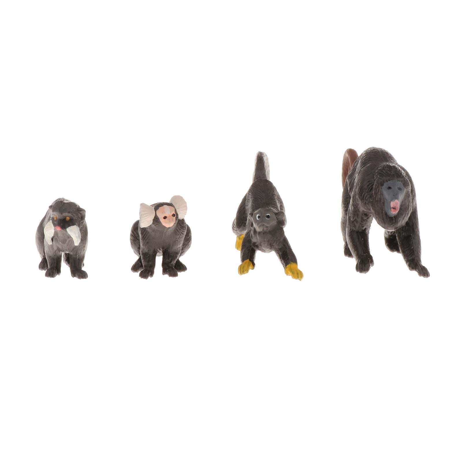 4x Monkey Realistic Hand Painted Toy Monkey Figurine Model for Boys Gifts