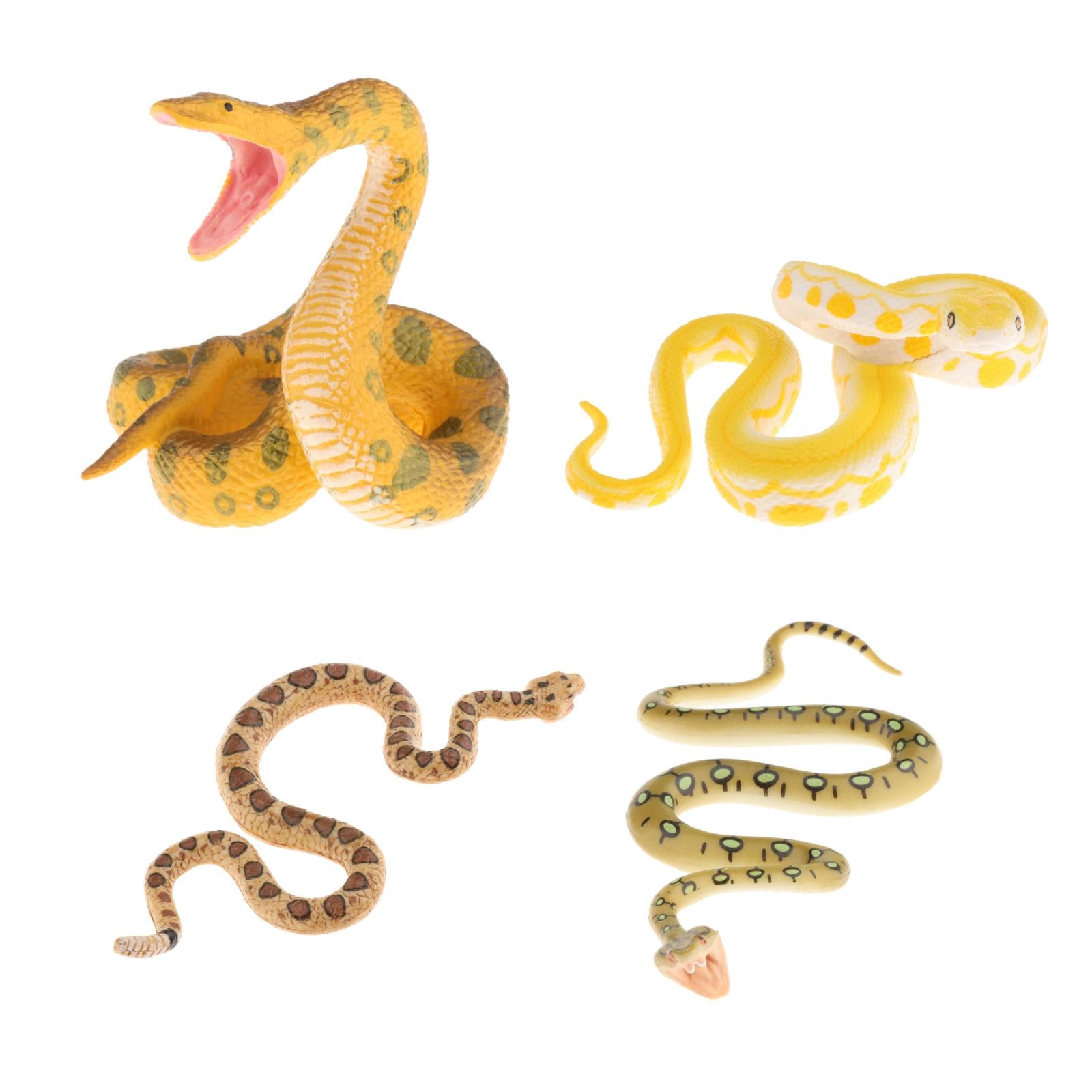 Plastic Snake Figurines Toys Collector for Kids Bag Filler Gift Gold python