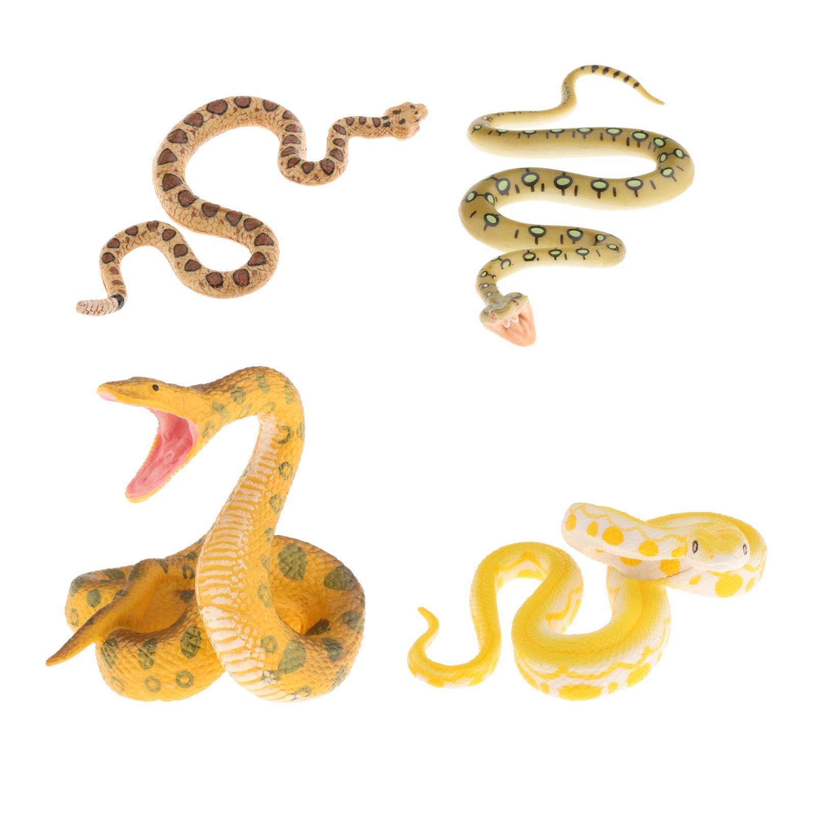 Plastic Snake Figurines Toys Collector for Kids Bag Filler Gift Gold python