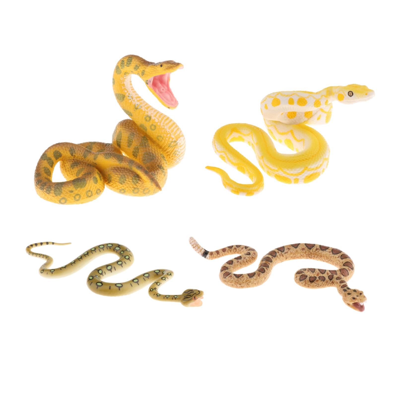 Plastic Snake Figurines Toys Collector for Kids Bag Filler Gift Gold python