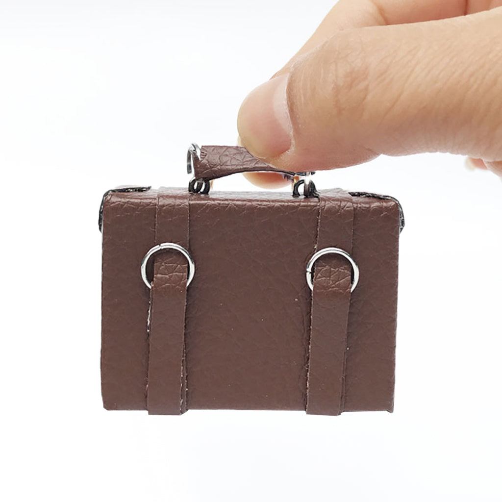 1/12 Dollhouse Leather Bag Kids Pretend Toys Ornaments Bag Accessories Brown