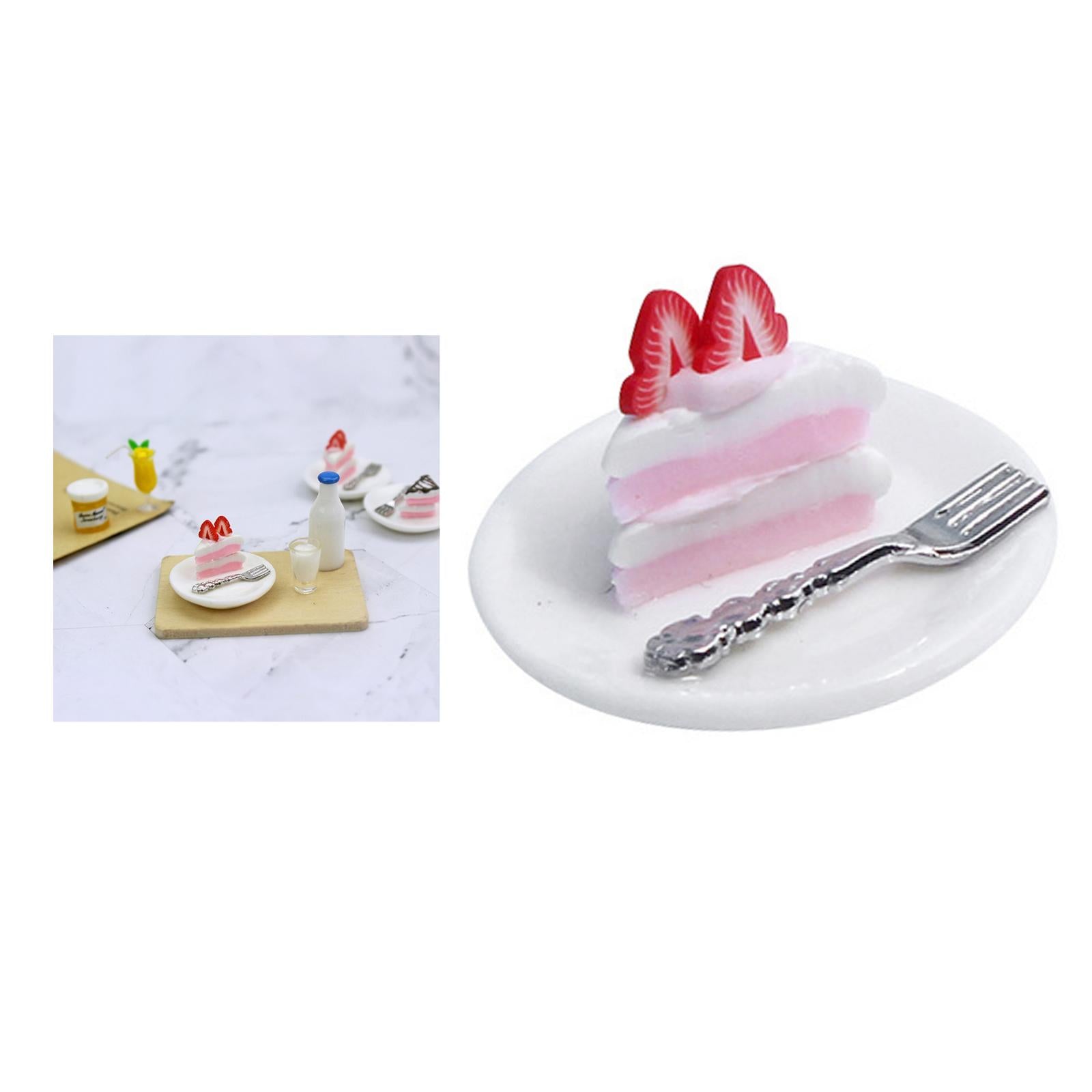 1/12 Miniatures Dollhouse Play Food Cake Dollhouse Decor Strawberry Cake