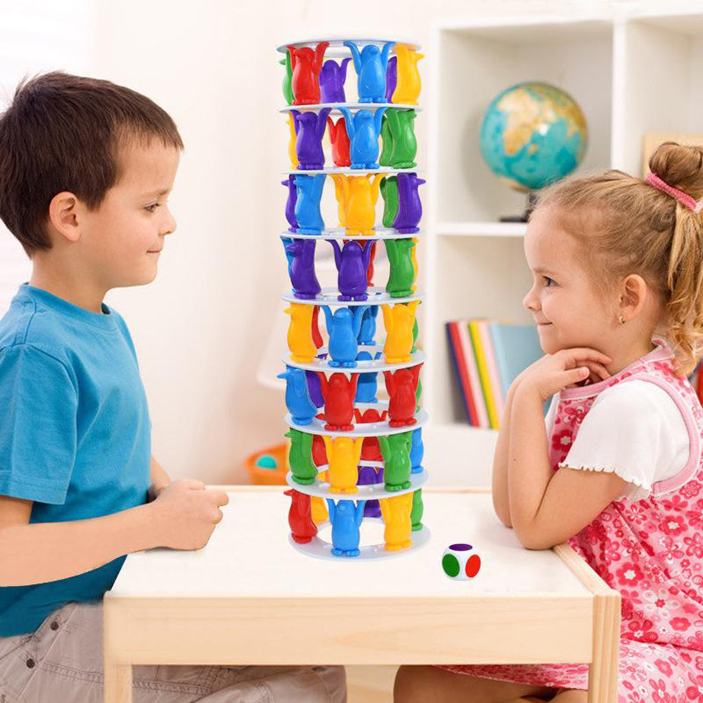 Tower Game Building Blocks with Dice Montessori Toy Family Party Games