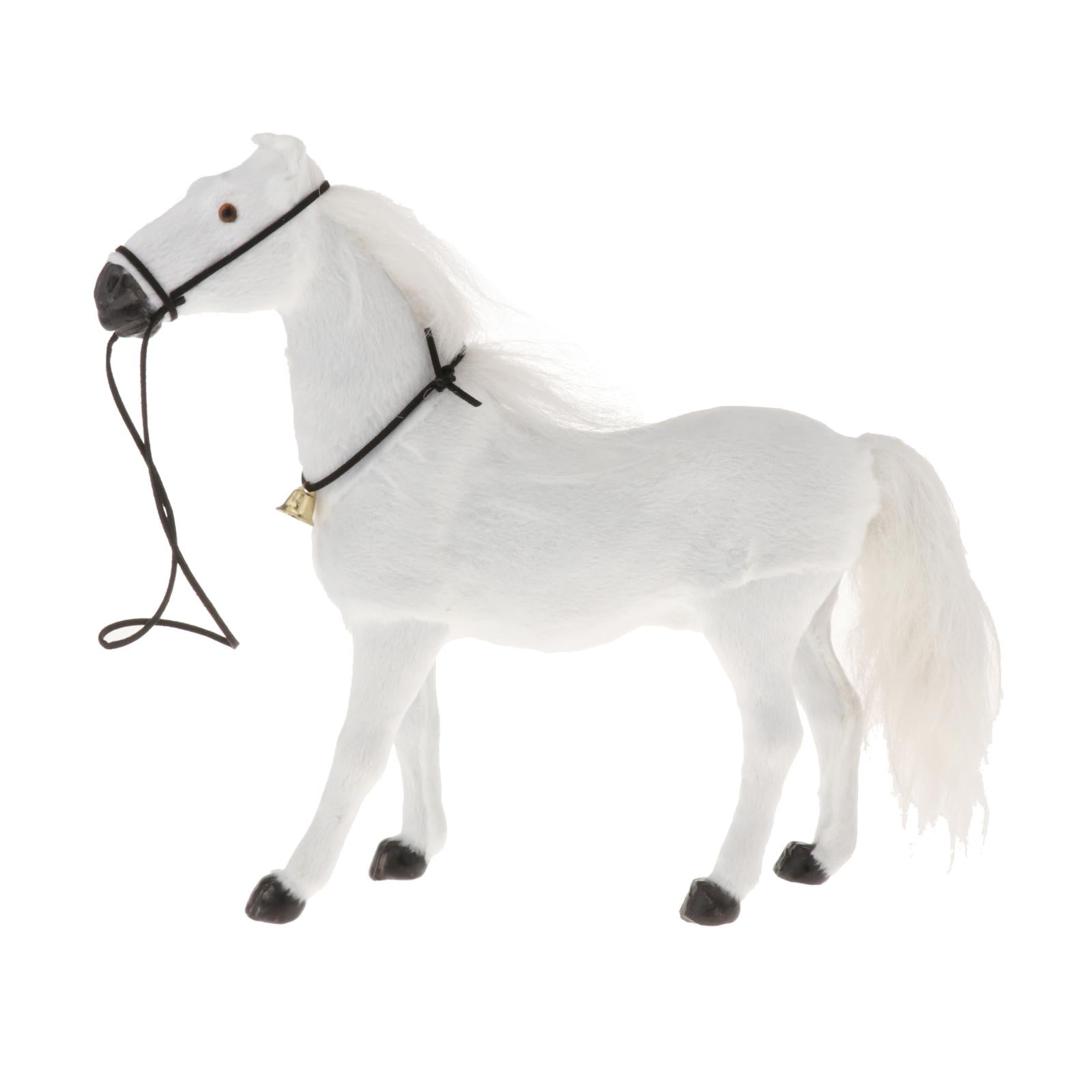 Realistic Horse Model Animal Model Figurine Toy Statue Ornament White