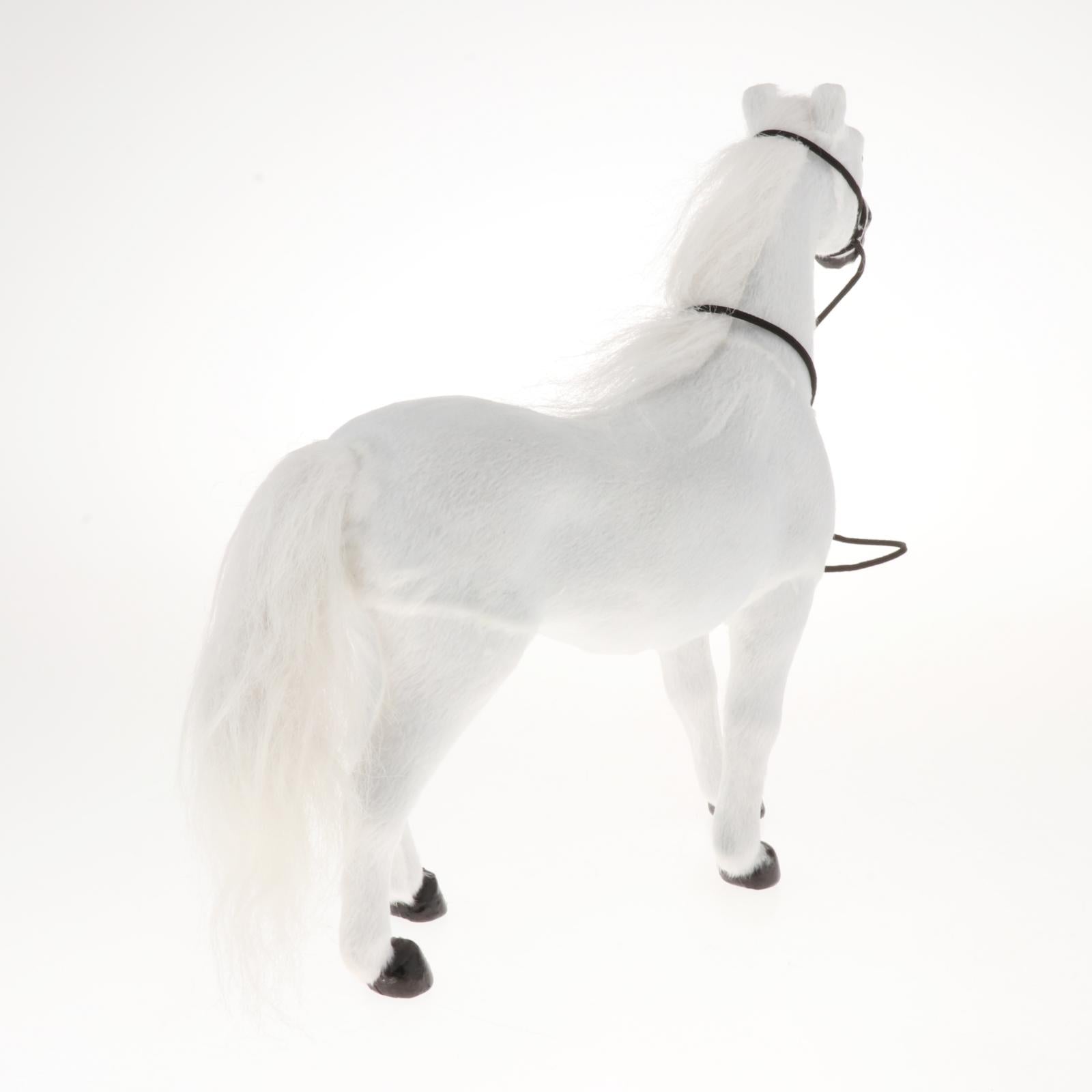 Realistic Horse Model Animal Model Figurine Toy Statue Ornament White