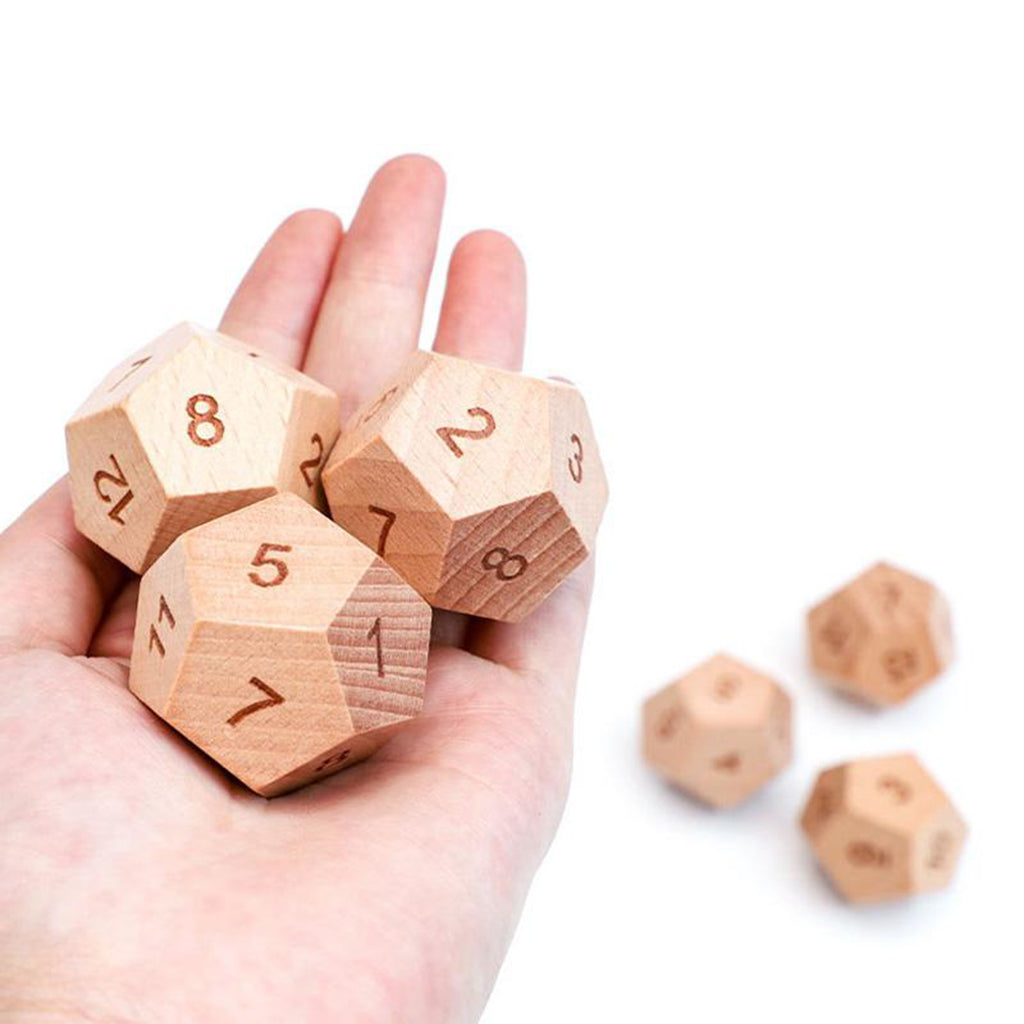 5 Piece Wooden D12 Dices for Board Games PRG DND MTG Dice Set for Parties