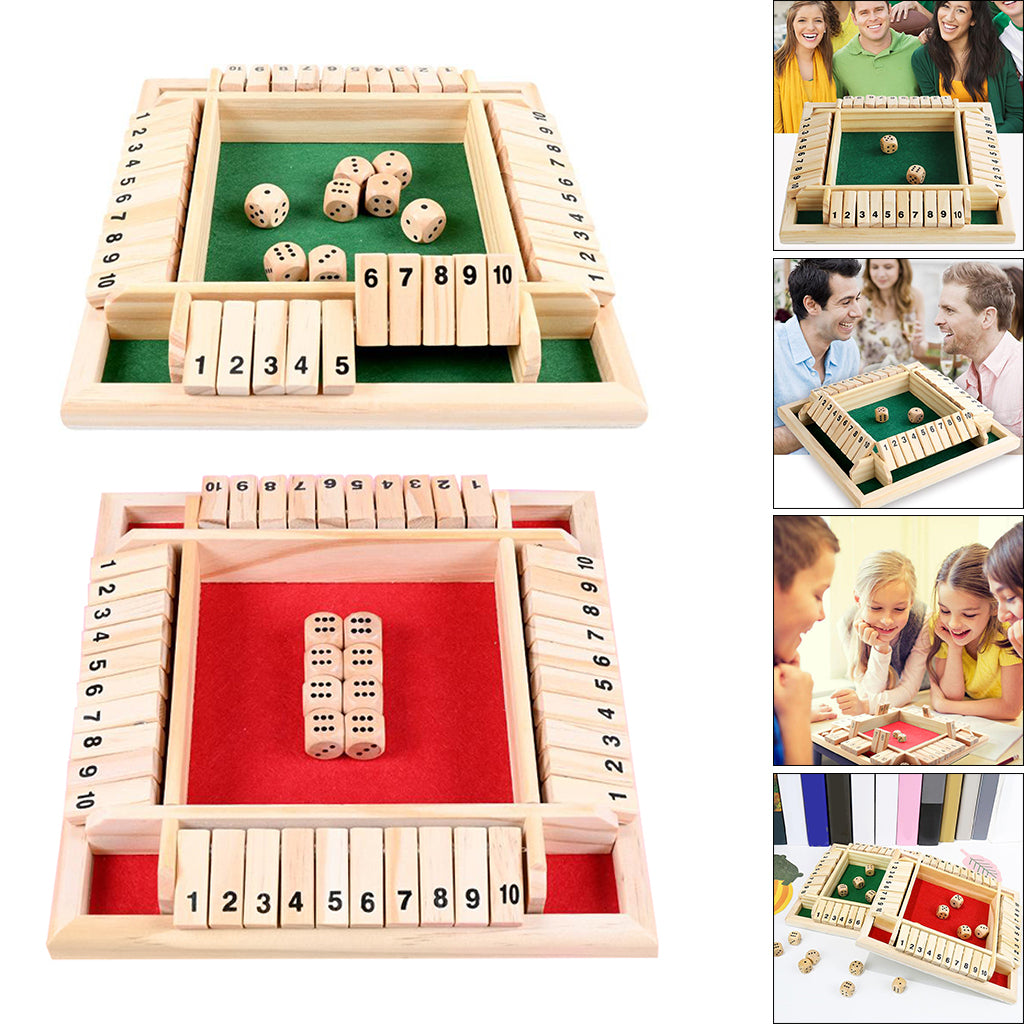 Four Way Shut the Box Game Game Toy Set 2-4 Players Classroom Home Pub