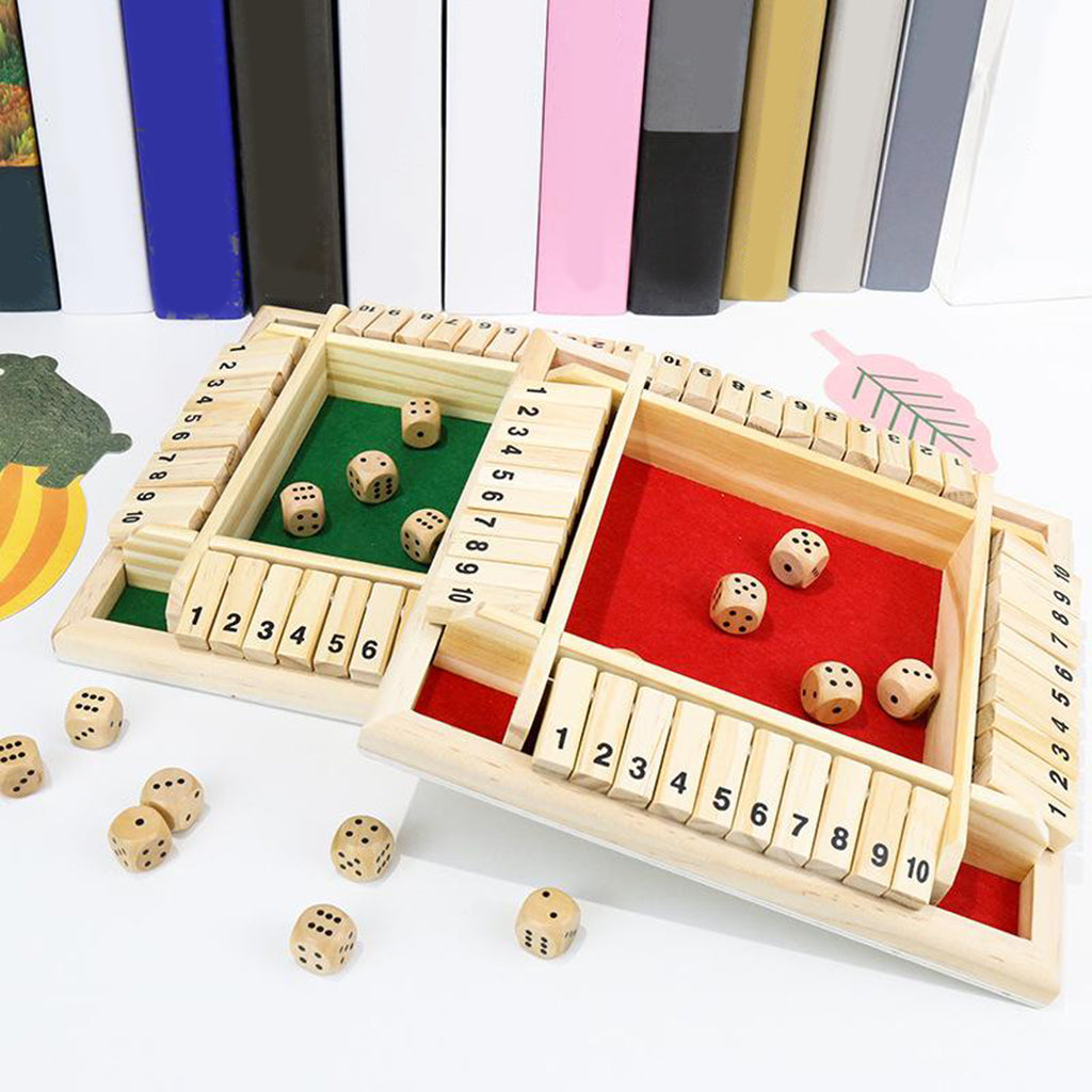 Four Way Shut the Box Game Game Toy Set 2-4 Players Classroom Home Pub