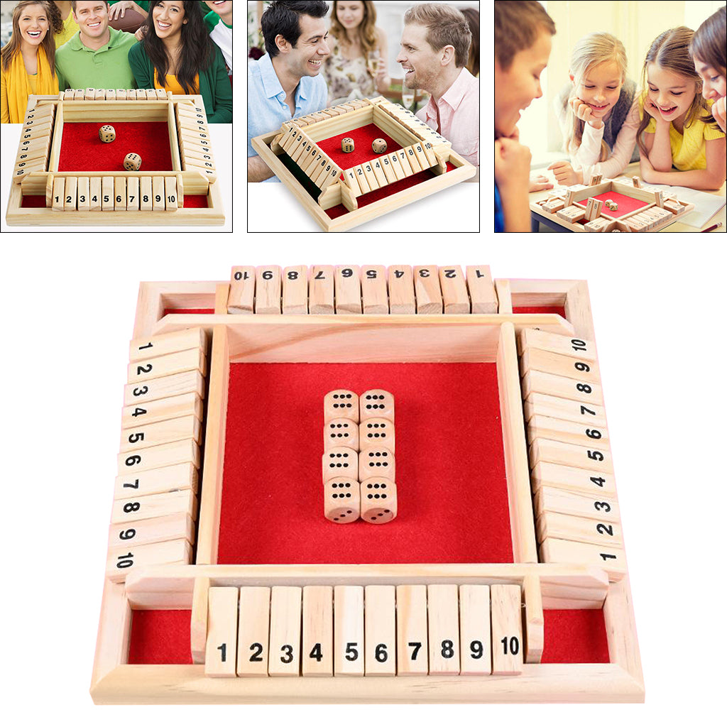 Four Way Shut the Box Game Game Toy Set 2-4 Players Classroom Home Pub