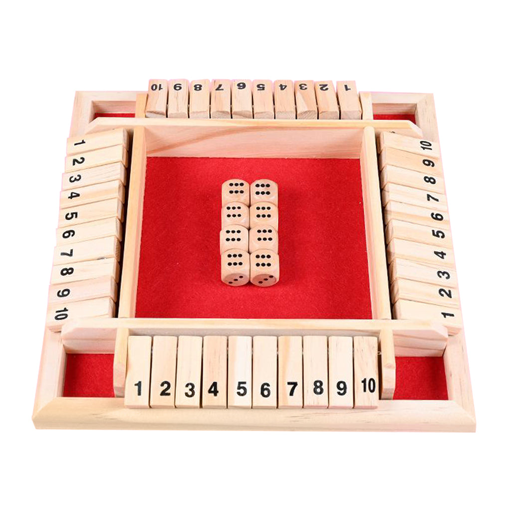 Four Way Shut the Box Game Game Toy Set 2-4 Players Classroom Home Pub