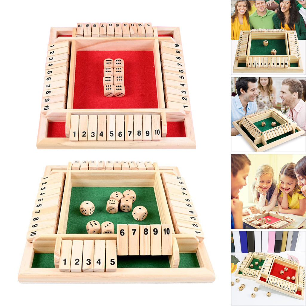 Four Way Shut the Box Game Game Toy Set 2-4 Players Classroom Home Pub