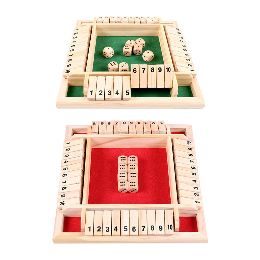 Four Way Shut the Box Game Game Toy Set 2-4 Players Classroom Home Pub