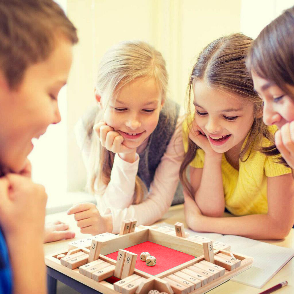 Four Way Shut the Box Game Game Toy Set 2-4 Players Classroom Home Pub