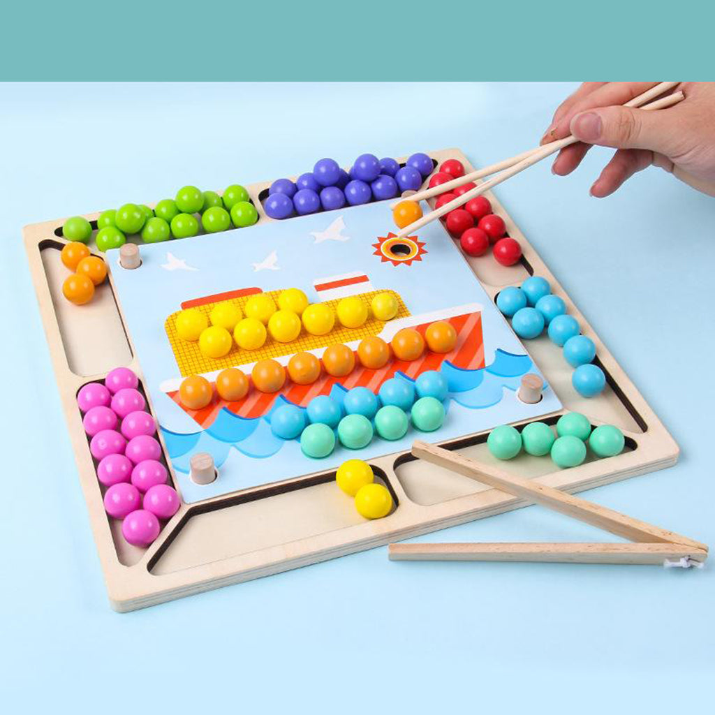 Wooden Board Beads Game, Rainbow Clip Beads Puzzle, Early Educational Toys