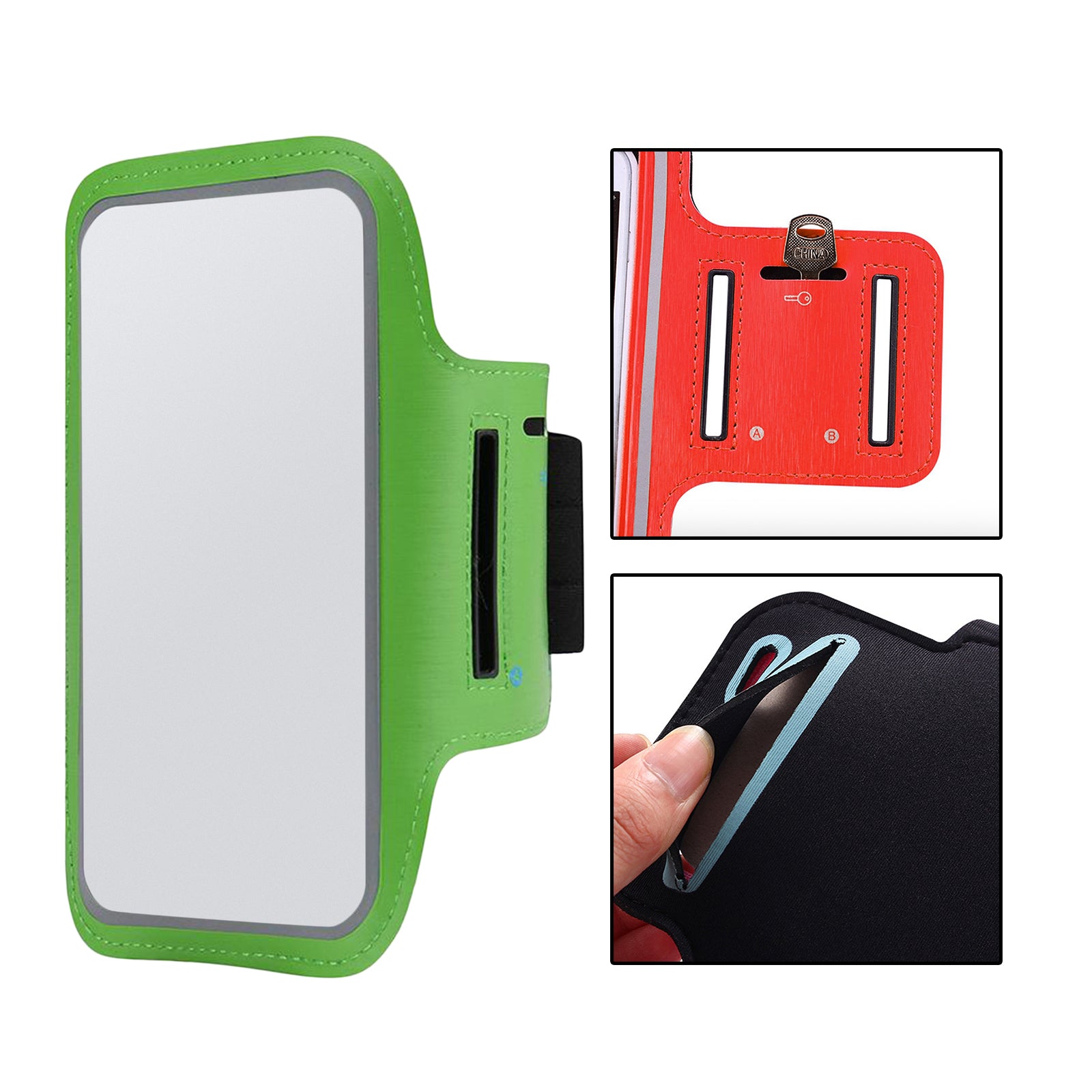 1pc Waterproof Armband Fitness Gym Exercise Holder Pouch Waistband Workouts green