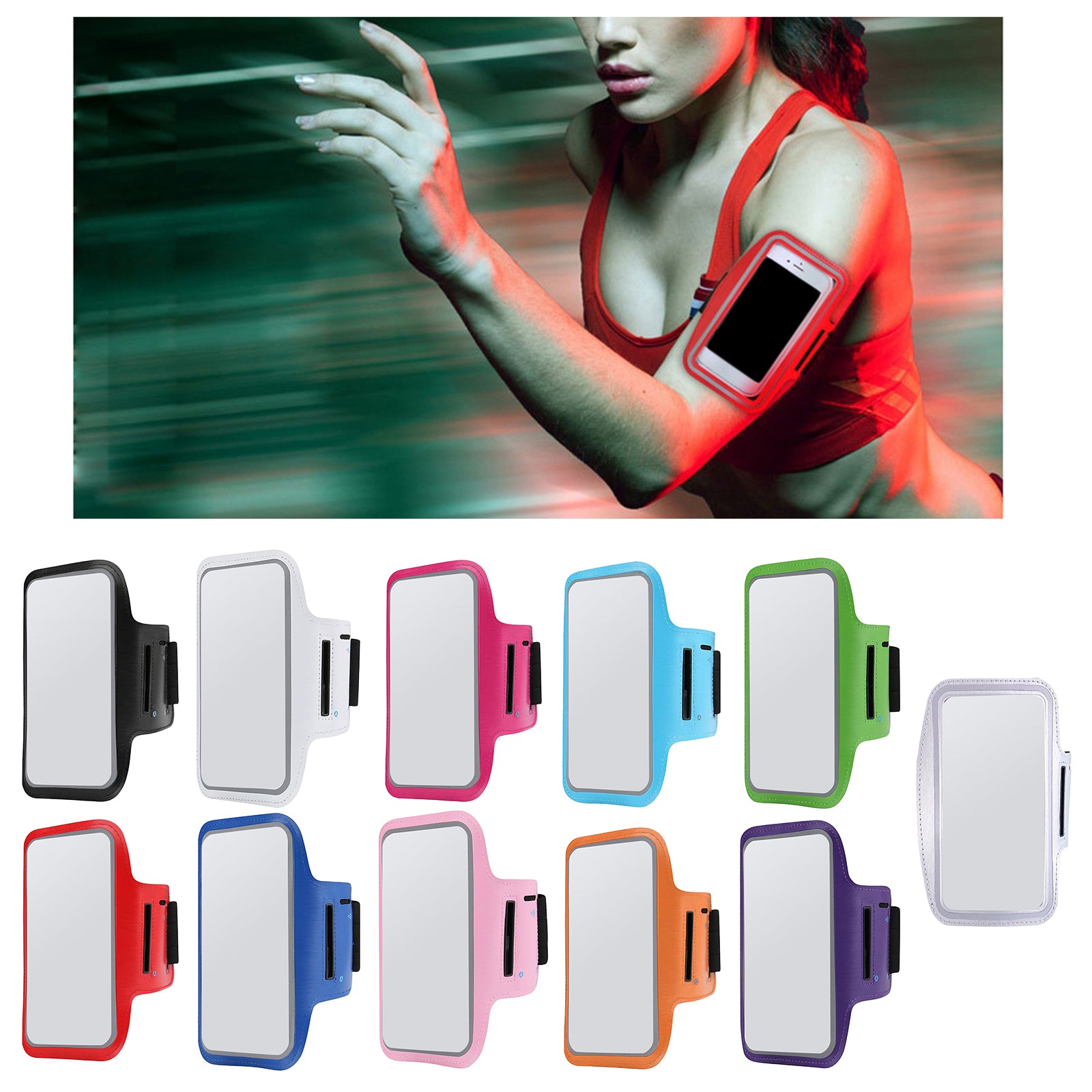 1pc Waterproof Armband Fitness Gym Exercise Holder Pouch Waistband Workouts white